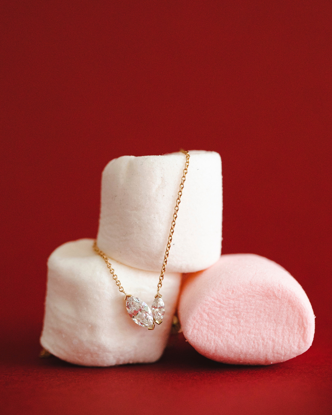 Marquise Gold Necklace with White Lab Diamonds