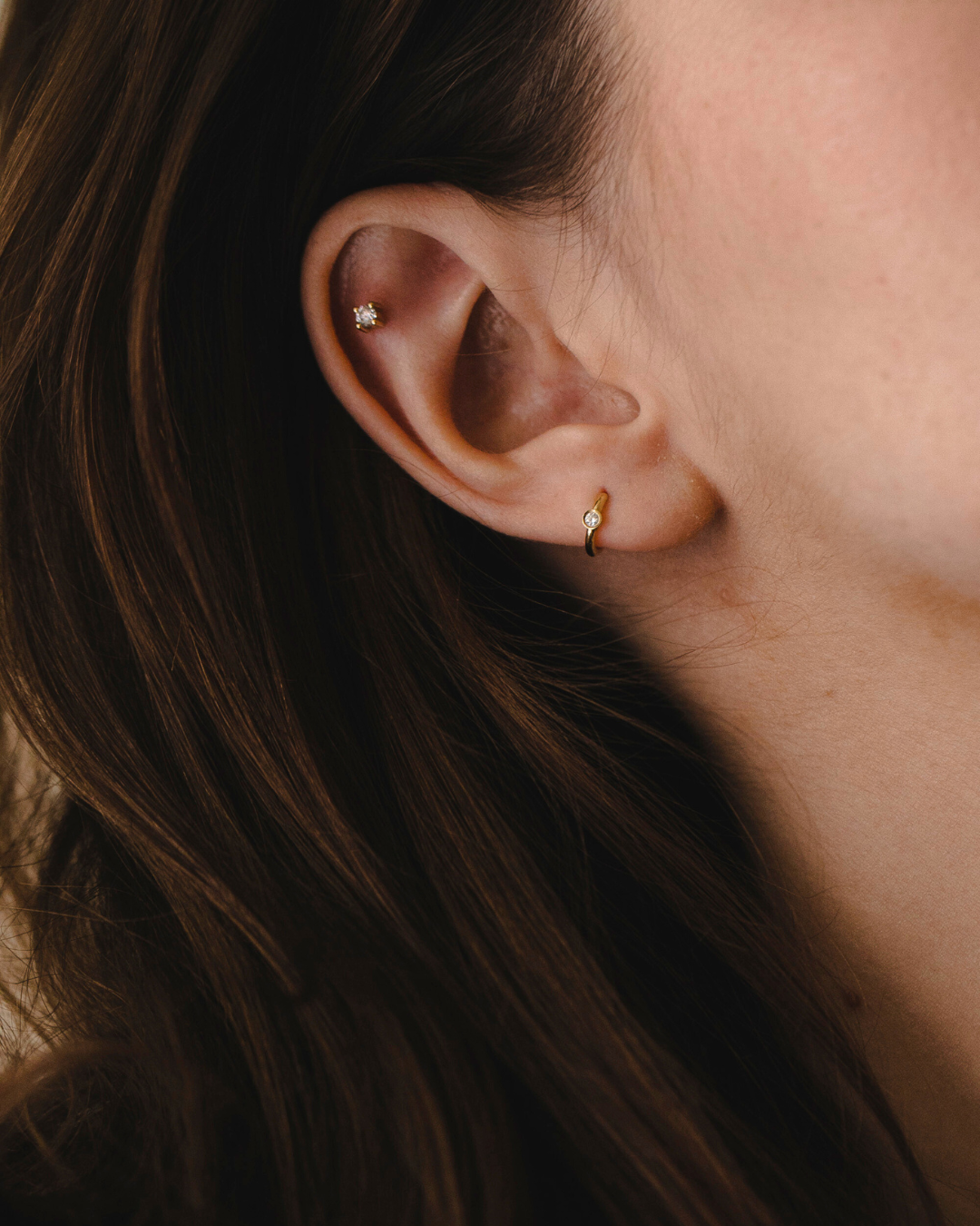 Alexis mini Hoop Gold Earring Diamond