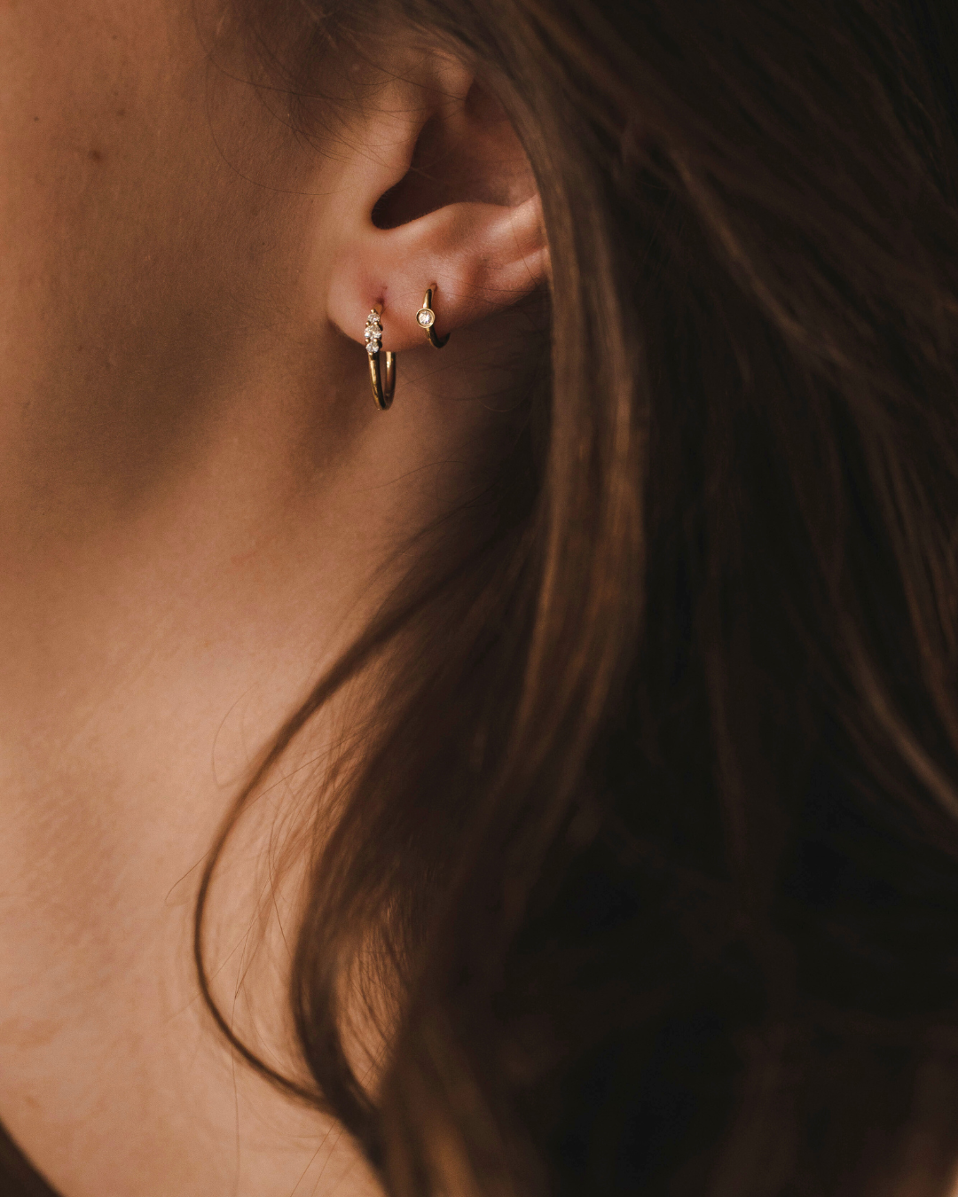 Alexis mini Hoop Gold Earring Diamond