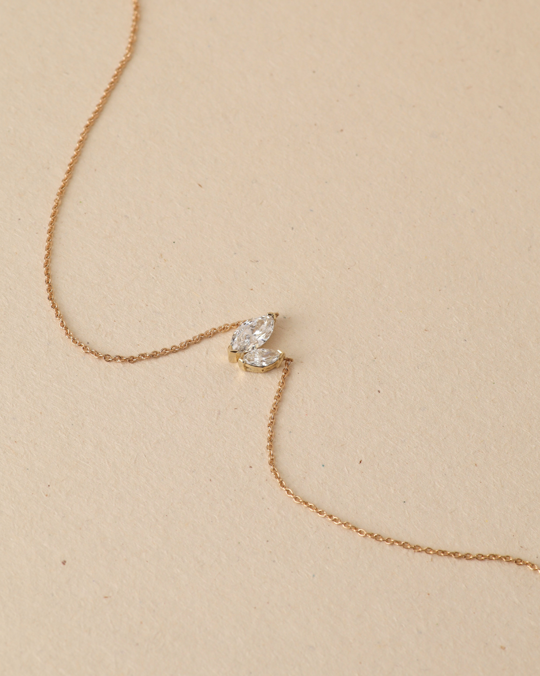 Marquise Gold Necklace with White Lab Diamonds