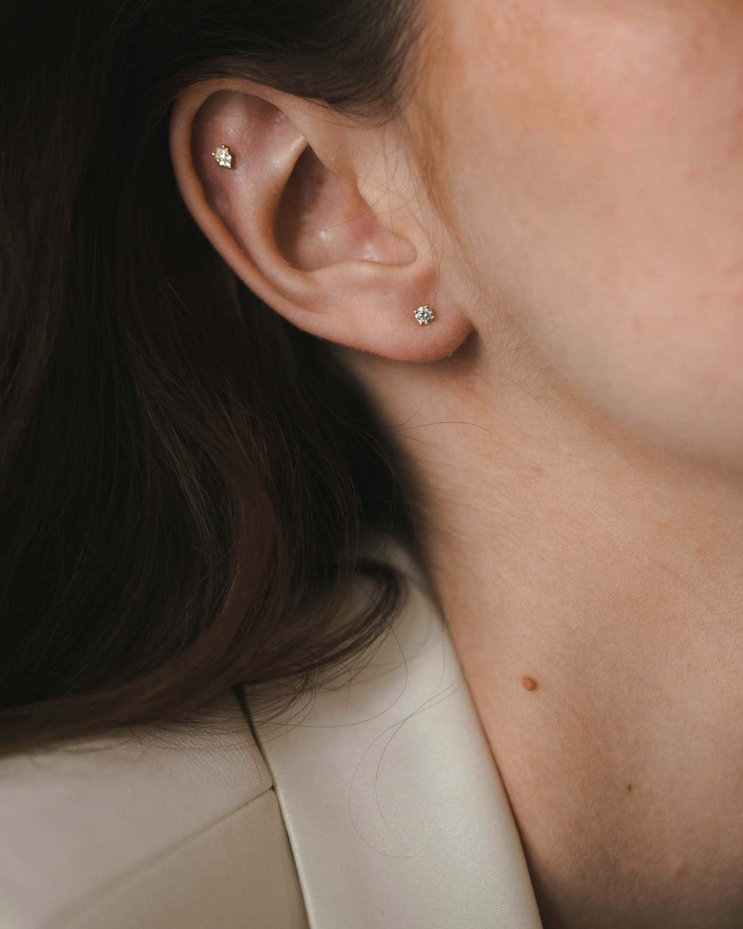 Martina Gold Earring 3mm White Diamond