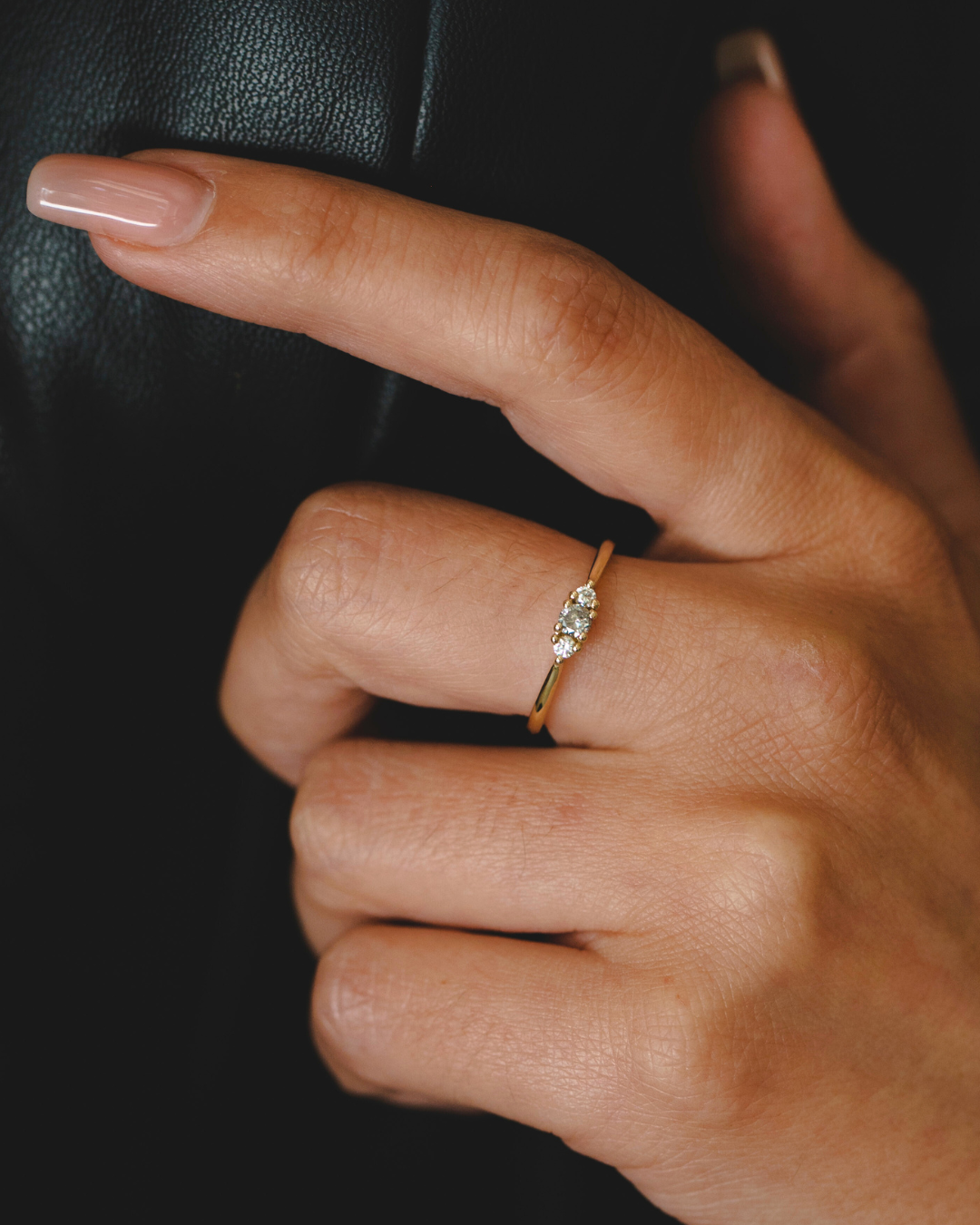 Audrey Ring White & Grey 3 mm Diamond