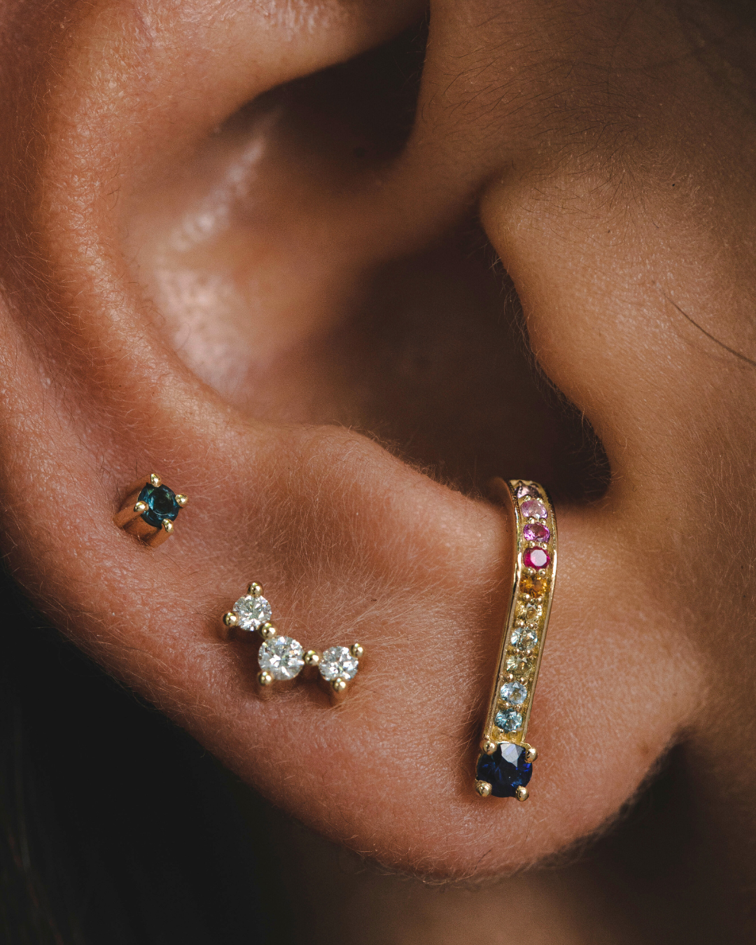 Martina Piercing Earring 2mm Blue Topaz