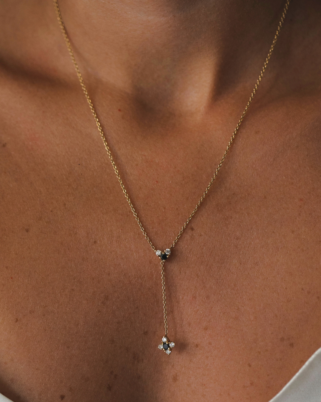 Alexandra Gold Necklace Black & White Diamonds