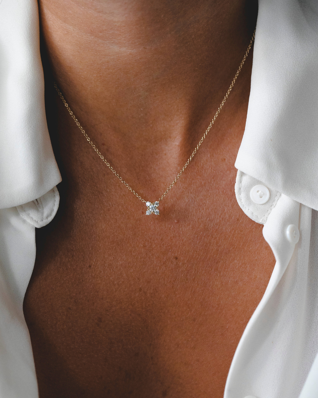 Valentina Gold Necklace White Diamonds