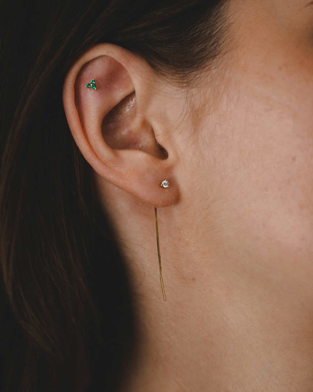 Grace Piercing Earring With Emerald