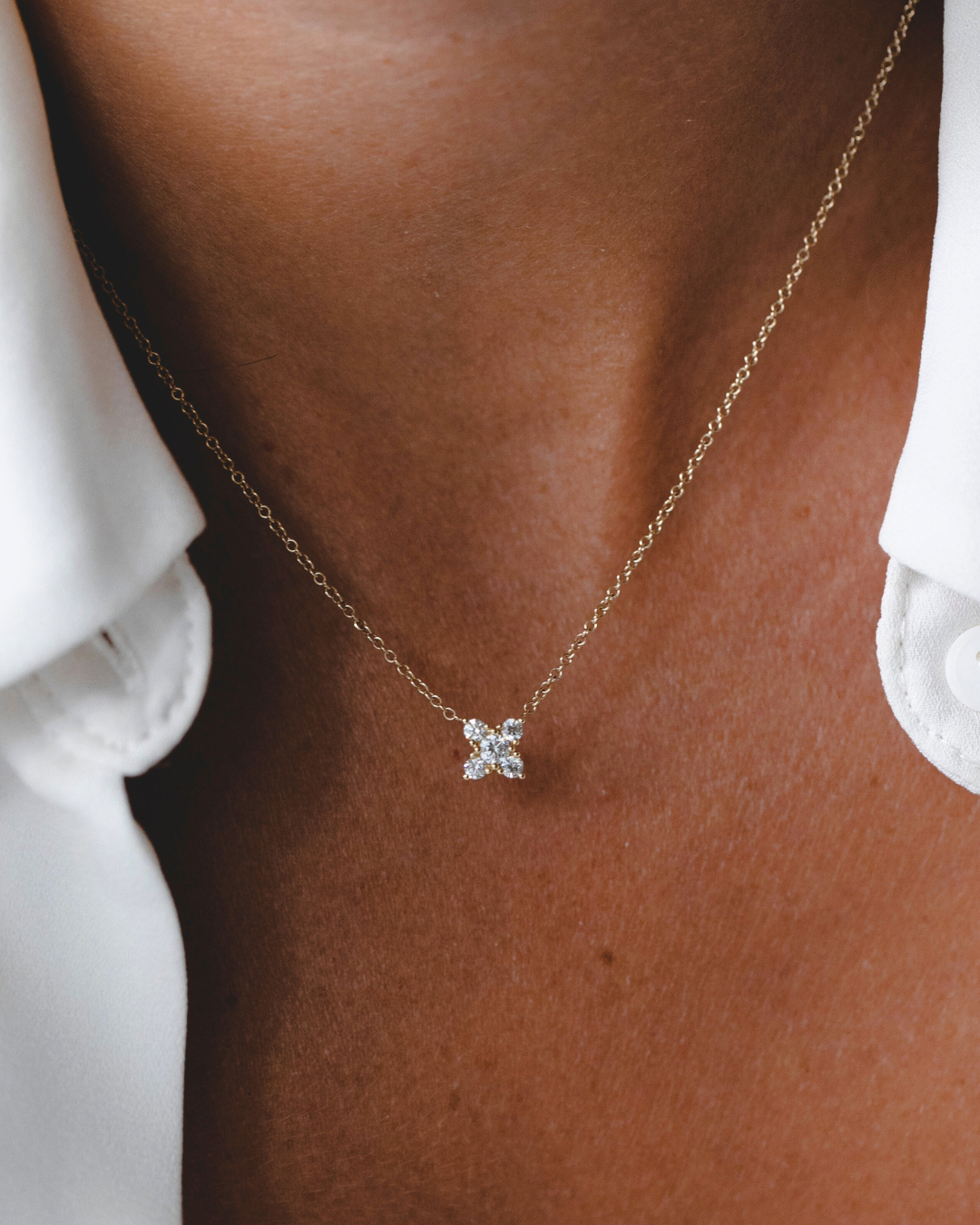 Valentina Gold Necklace White Diamonds