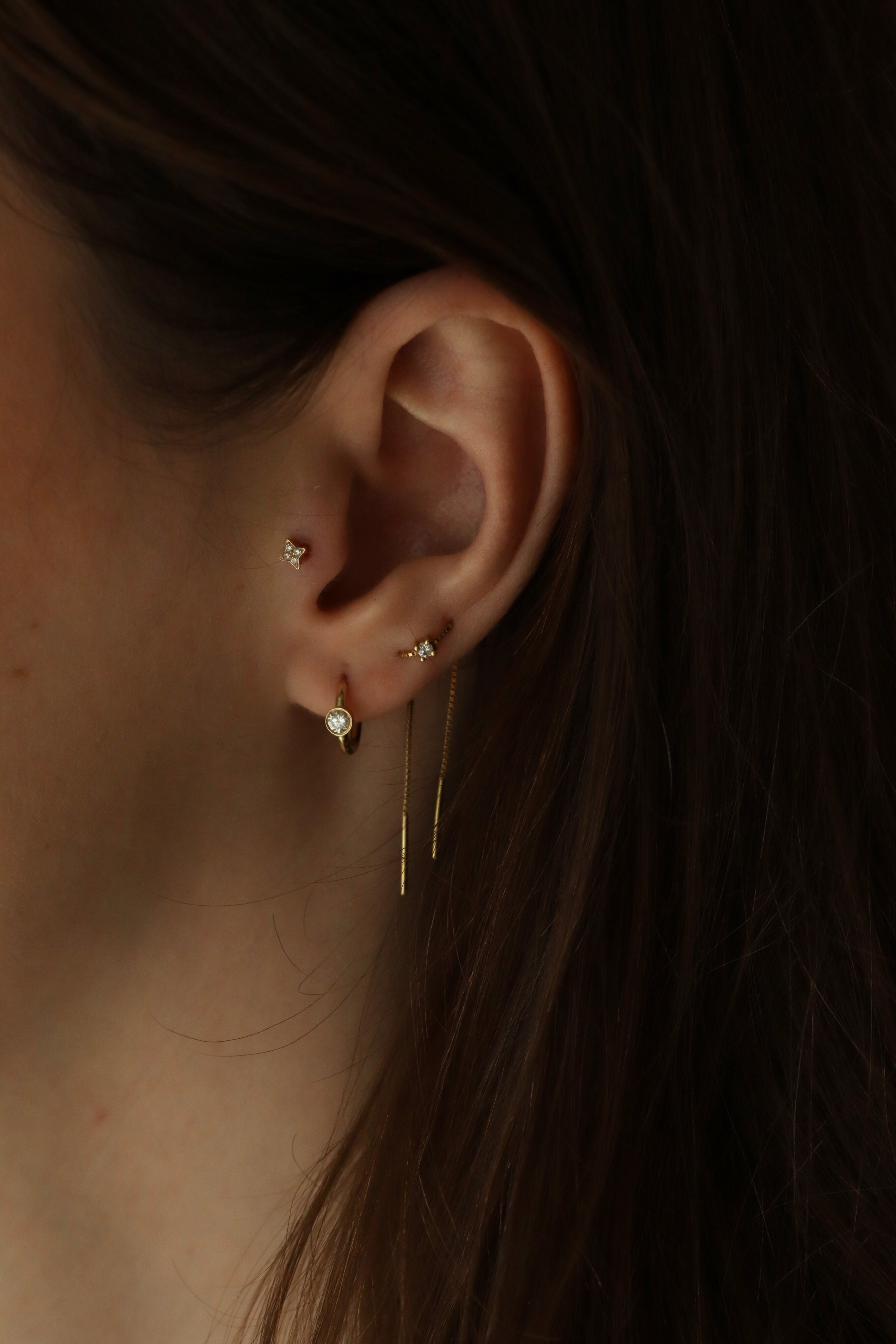 Enlarged Alexis mini Hoop Gold Earring Diamond