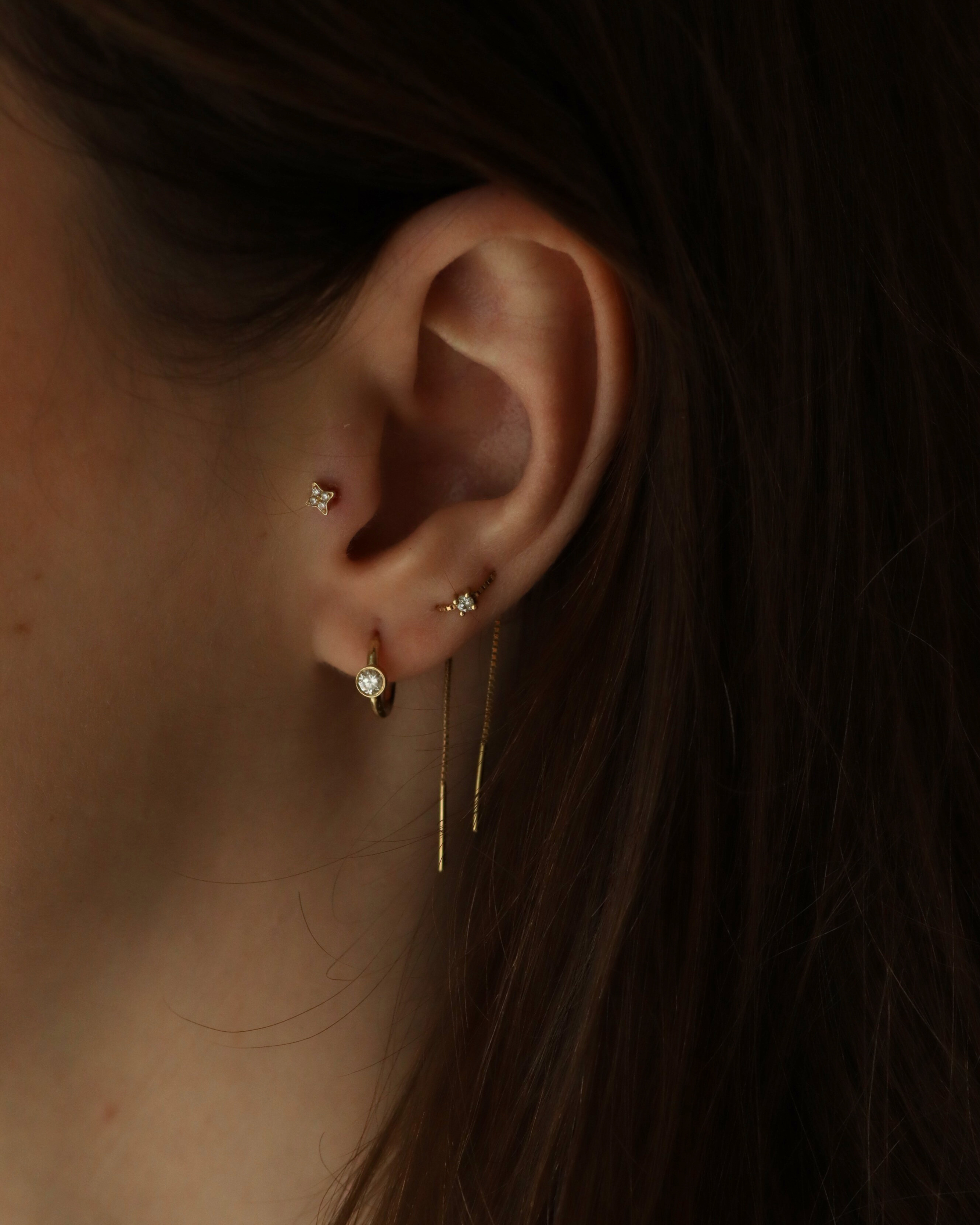 Enlarged Alexis mini Hoop Gold Earring Diamond