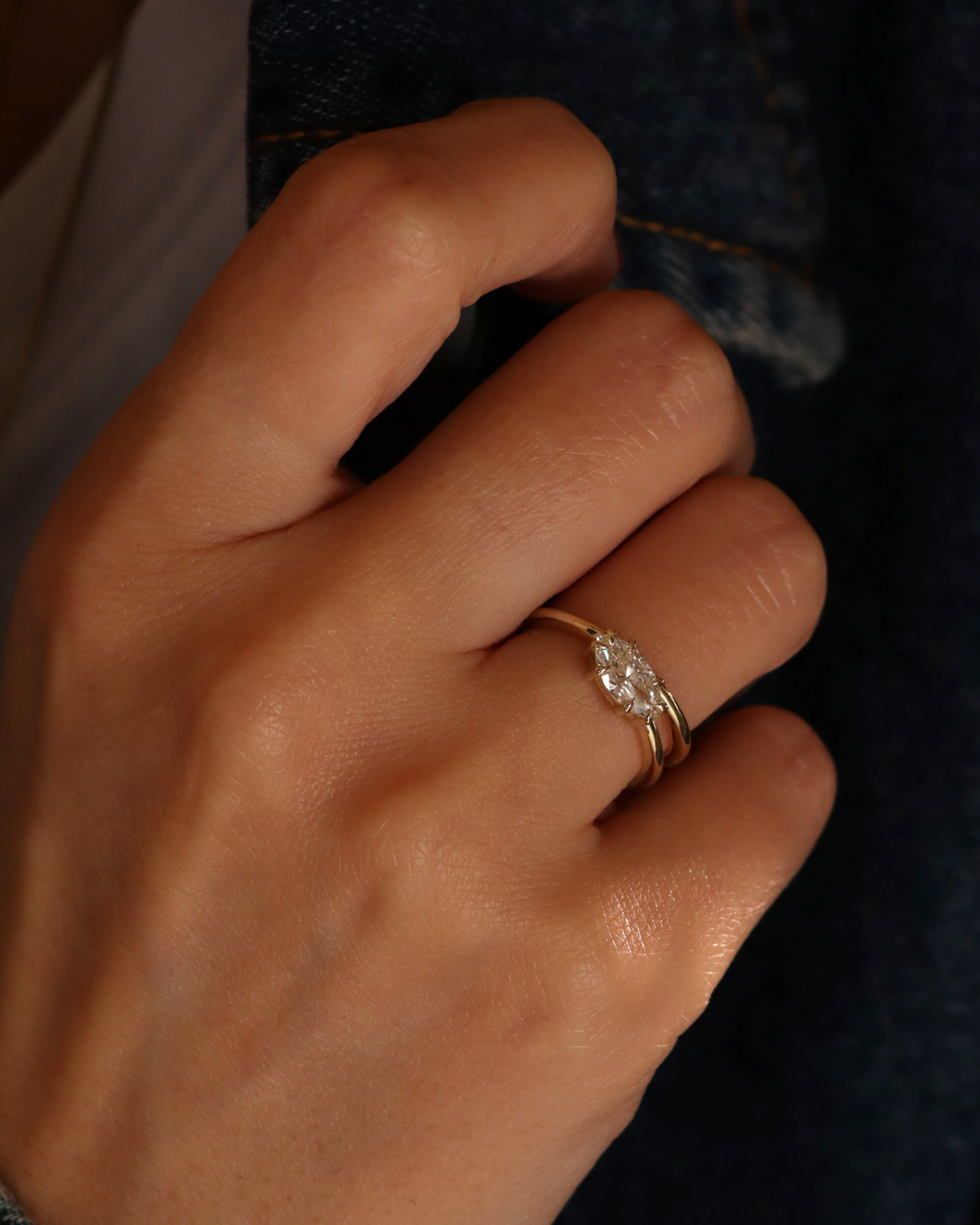 mini alberta ring with marquise white lab diamond