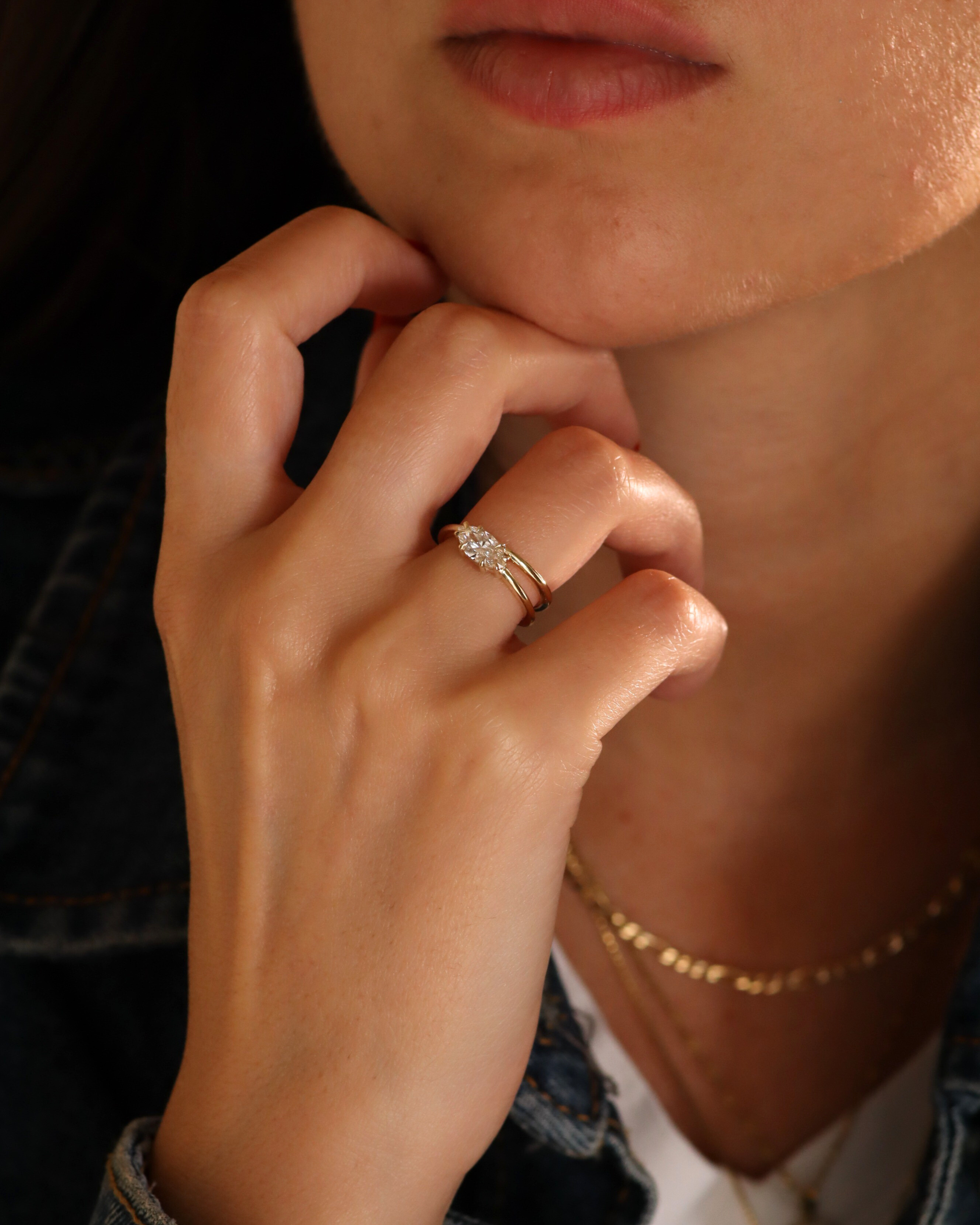 mini alberta ring with marquise white lab diamond