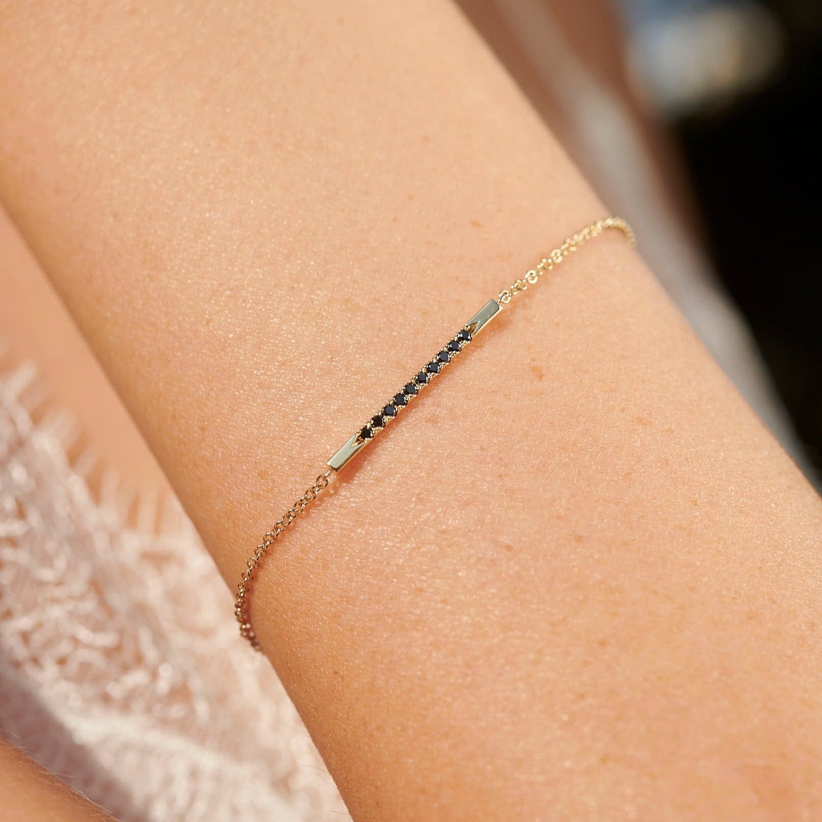 Andrea Gold Bracelet Set With Black Diamonds
