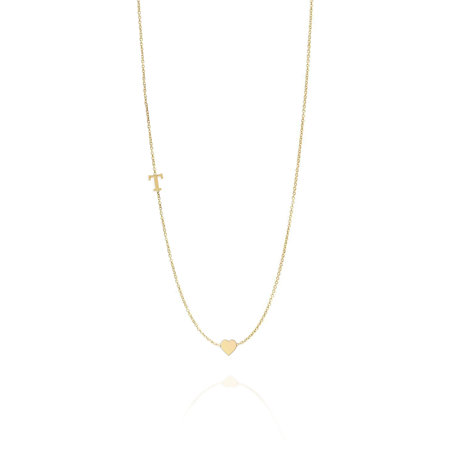 Small English letter Necklace With Gold Heart