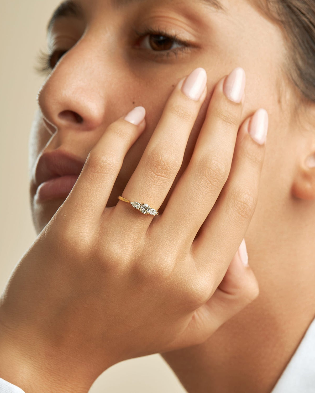 Emma 4mm Gold Ring White Diamonds