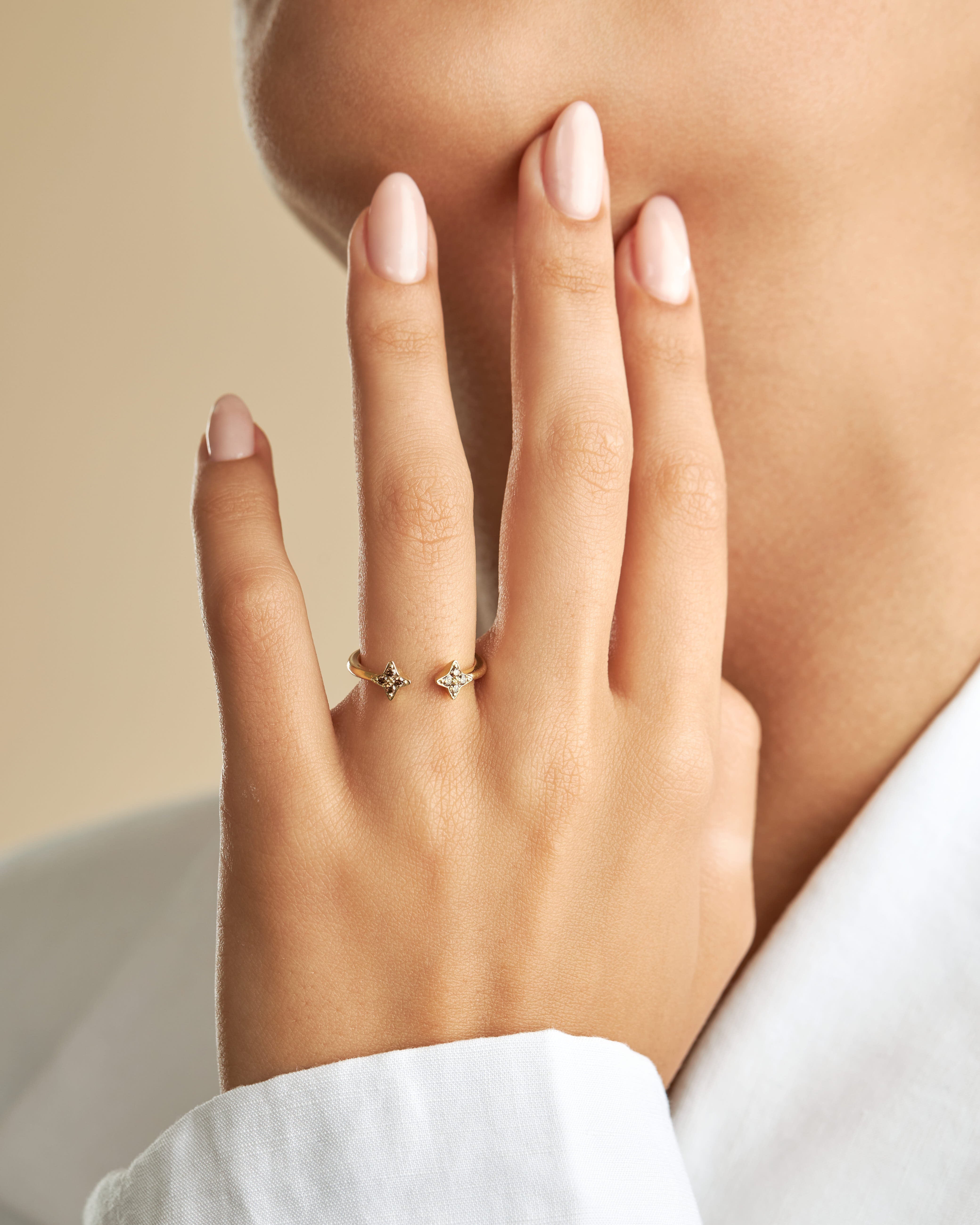 Enlarged Mercury Open Ring - Cognac Diamonds