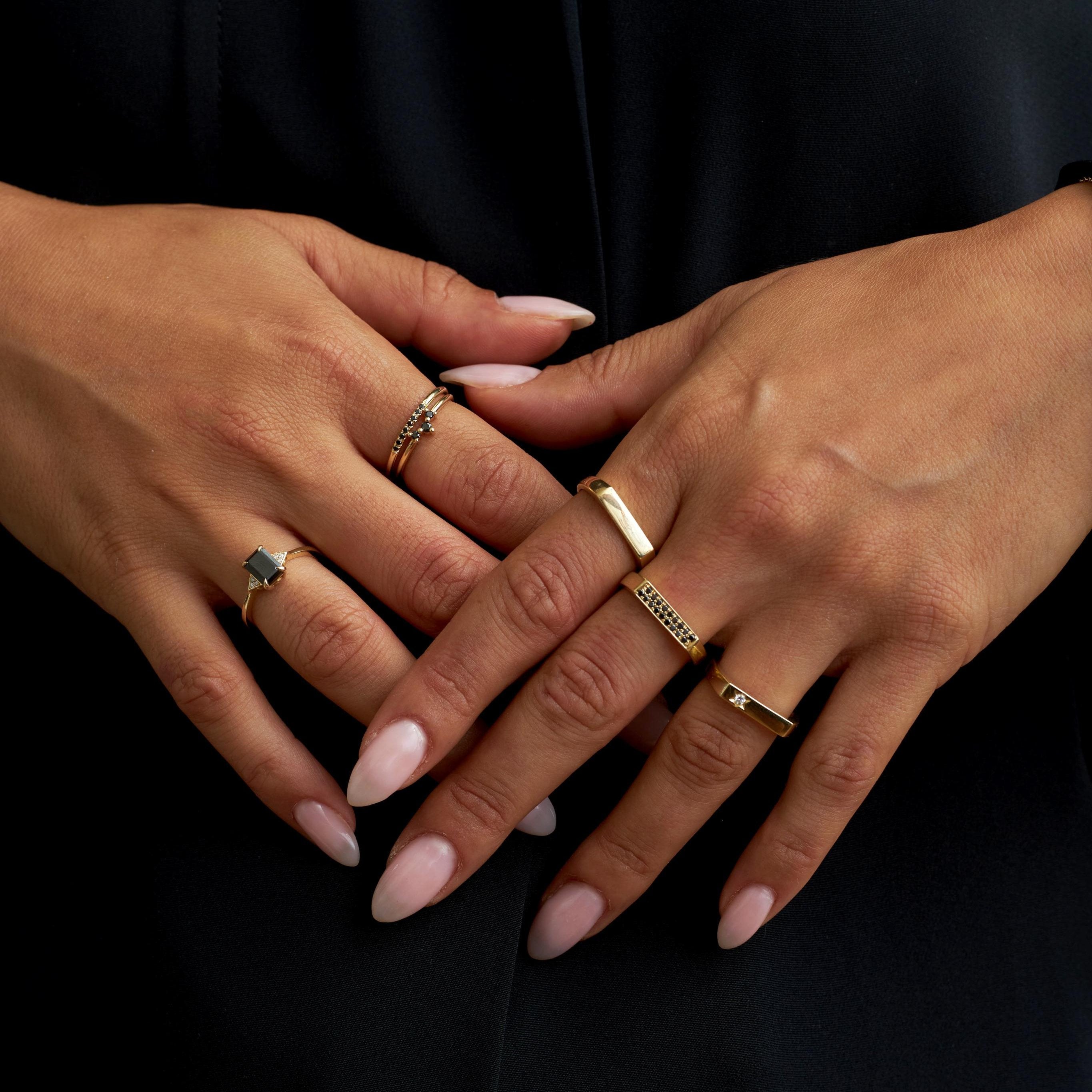 Charlotte Gold Ring Black Diamonds