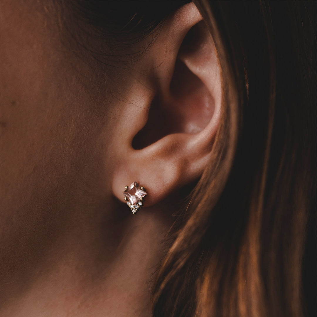Juliette Earring With Diamonds and Morganite