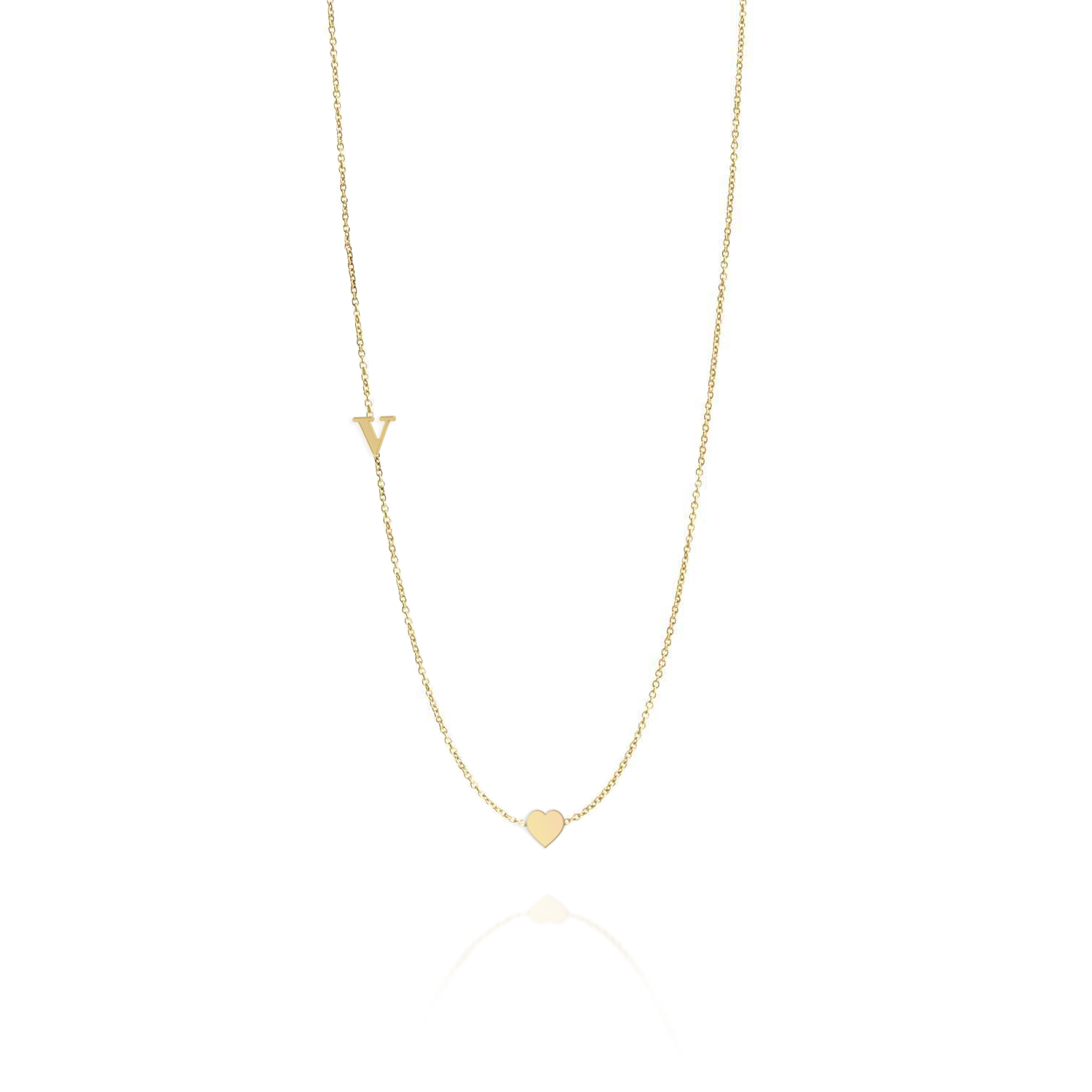 Small English letter Necklace With Gold Heart