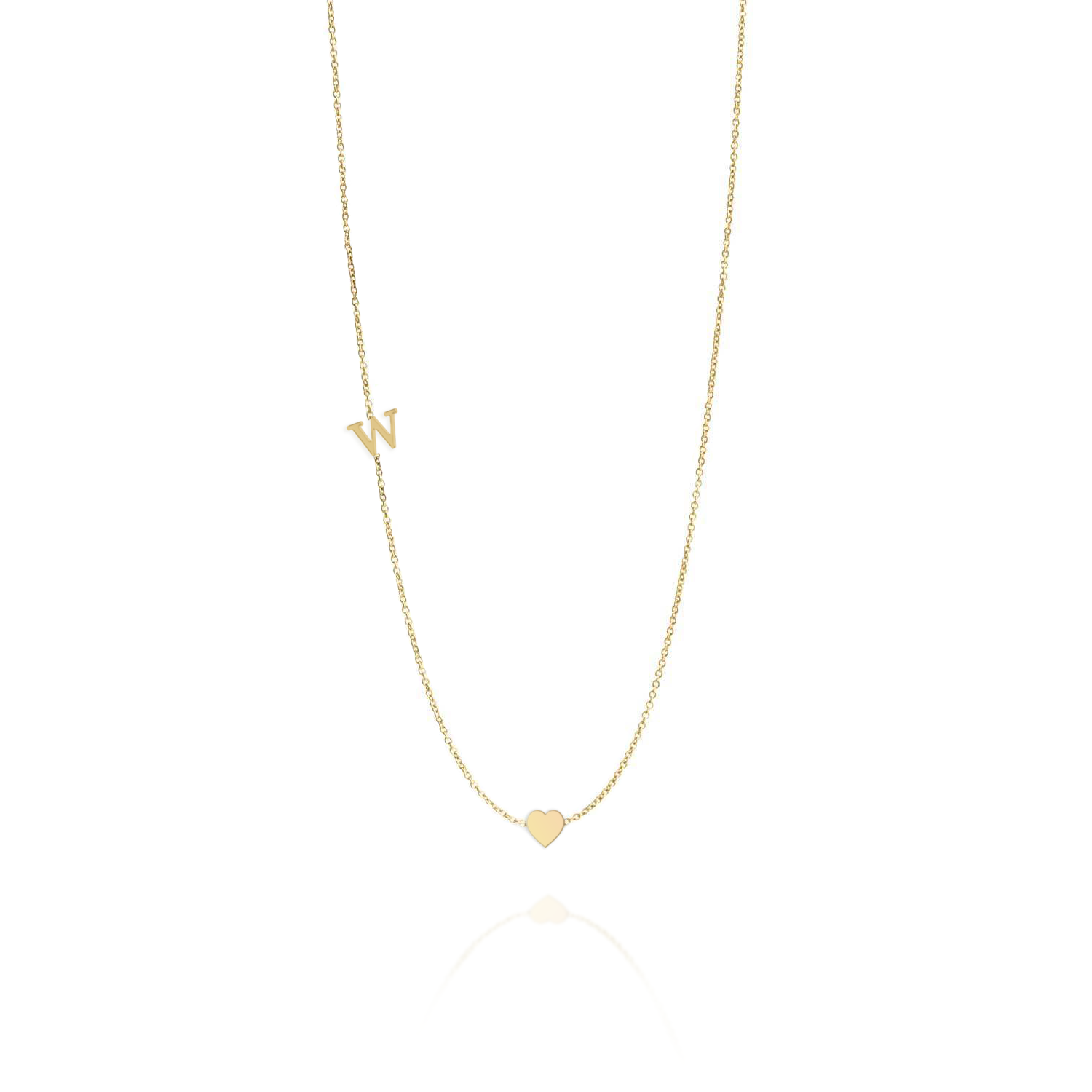 Small English letter Necklace With Gold Heart