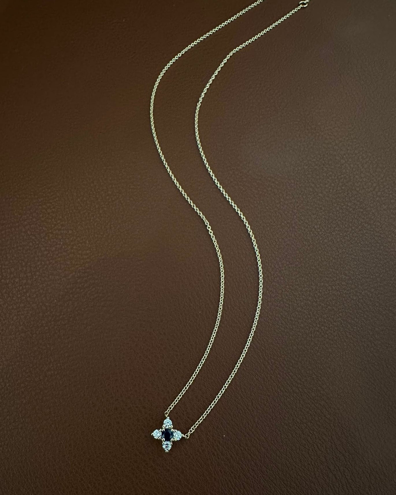 Valentina Gold Necklace White Diamonds & Sapphire