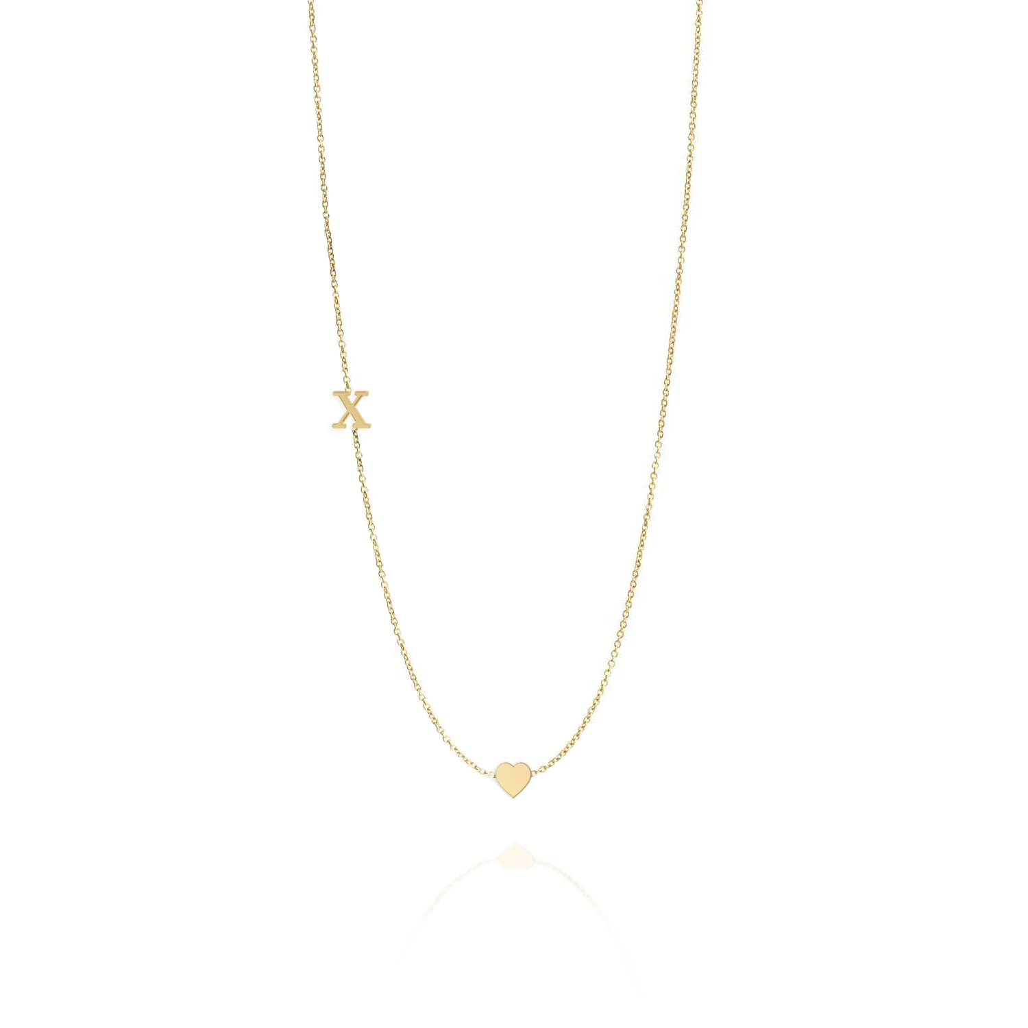 Small English letter Necklace With Gold Heart