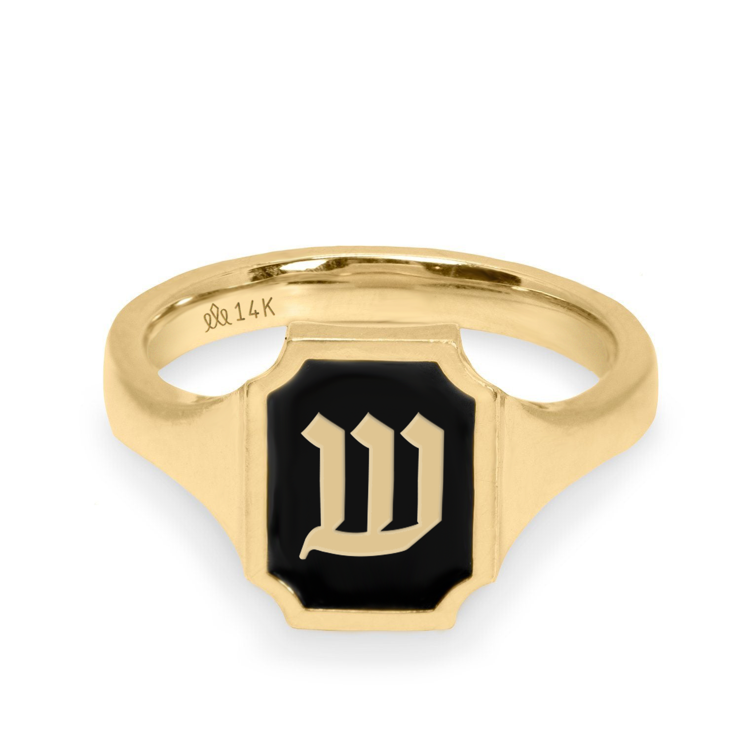Tom Ring Signet Enamel Gold Ring - Hebrew letter