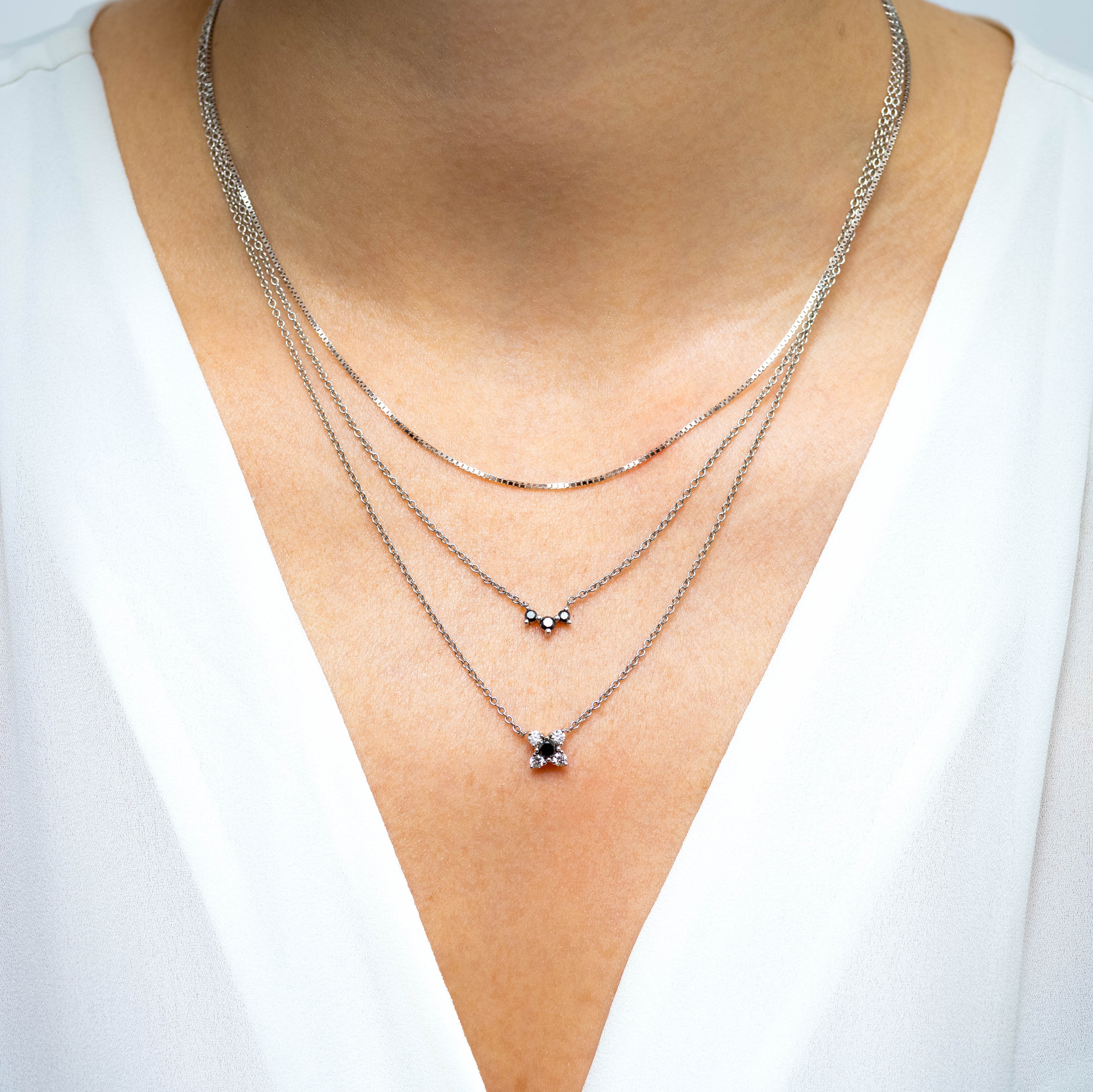 Valentina Gold Necklace Black & White Diamonds