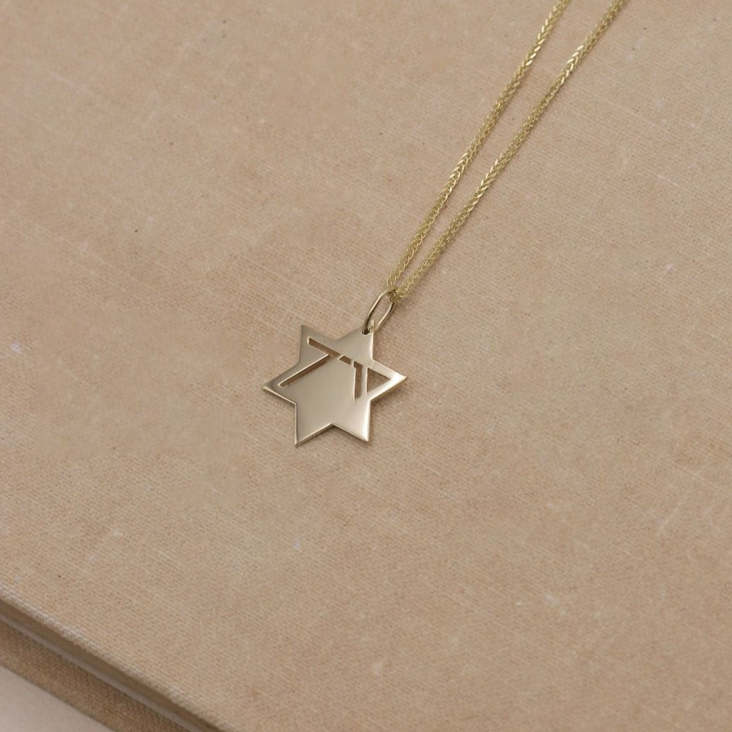 Heroism Star Of David Gold Necklace