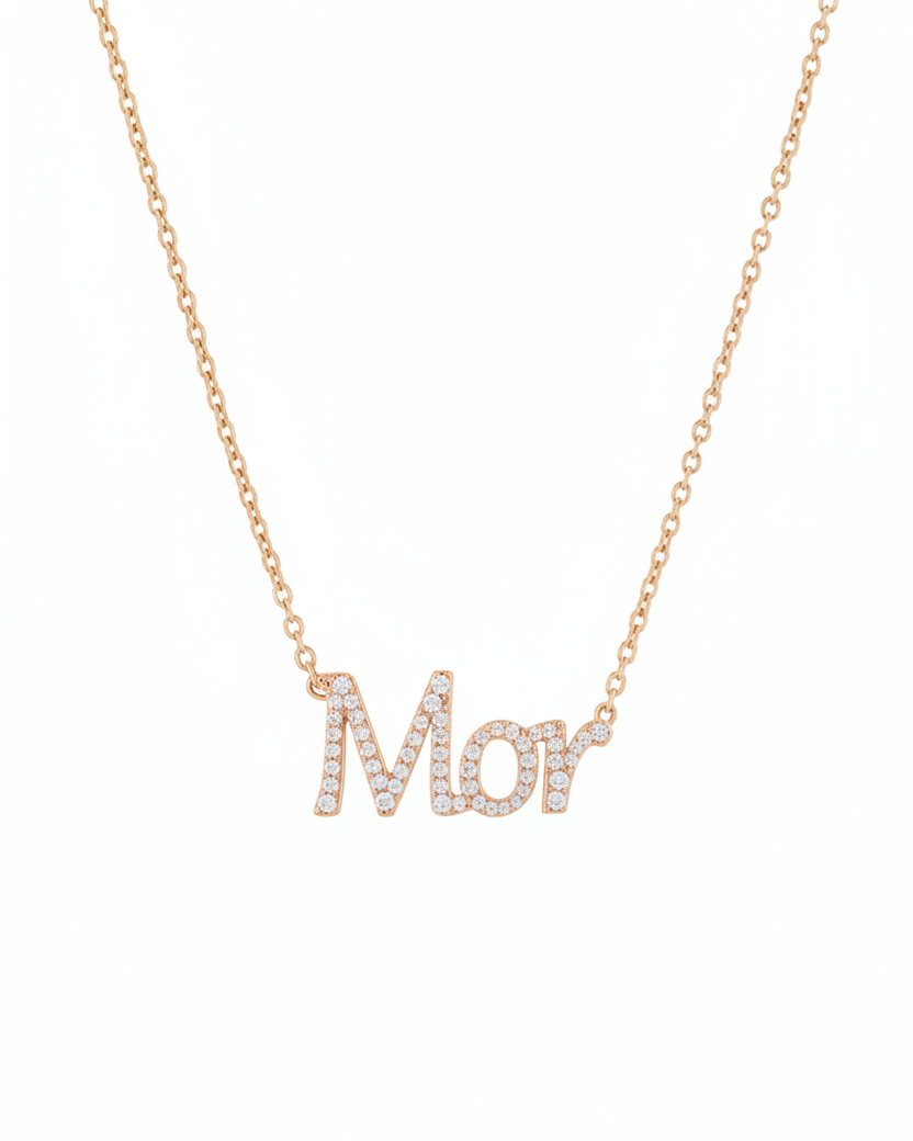 Name necklace set with diamonds