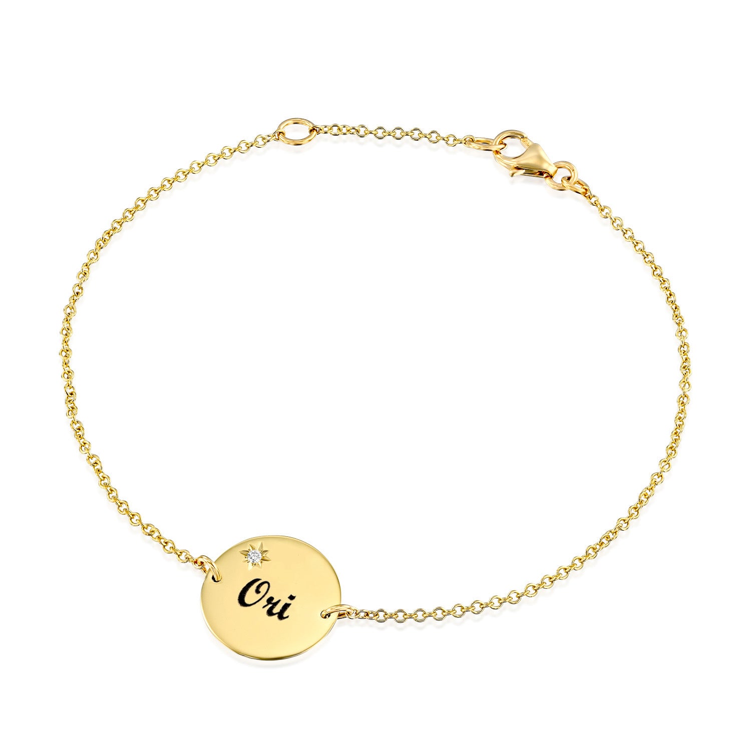 Chiara Gold Bracelet Star Setting & Engraving