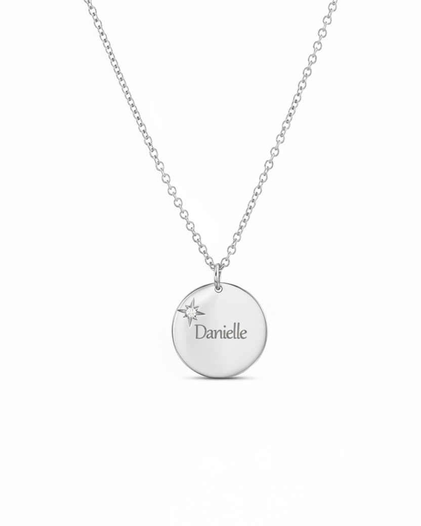 Chiara Gold Necklace with Star Setting & Engraving
