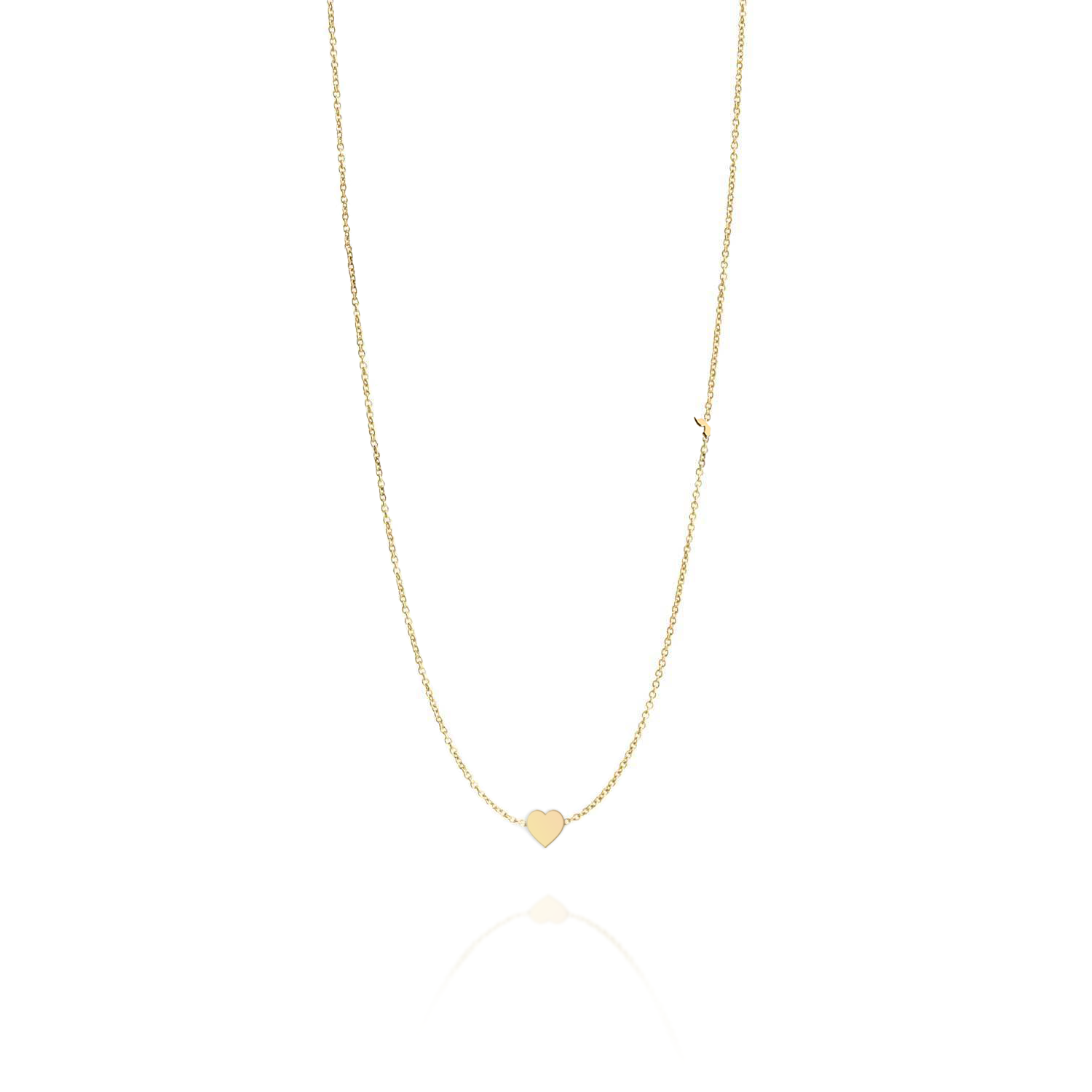 Small Hebrew letter Necklace With Gold Heart