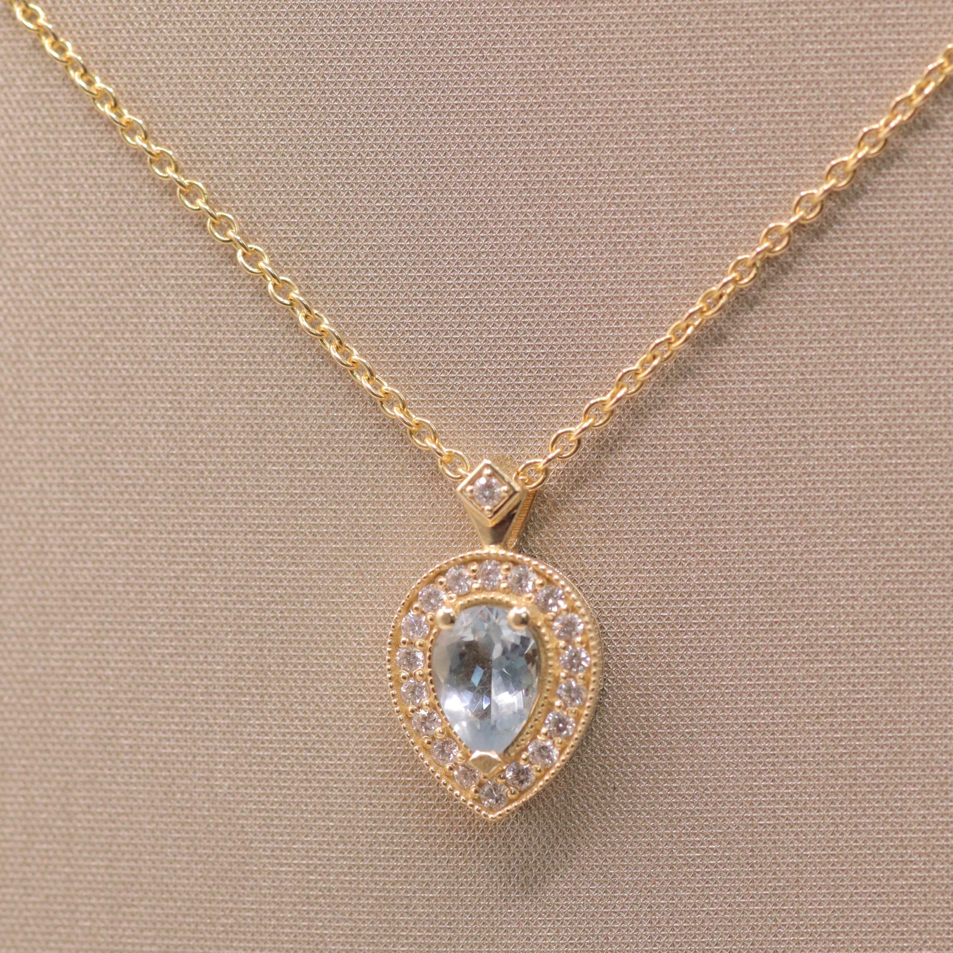 Luna Necklace With Aquamarine And Diamonds