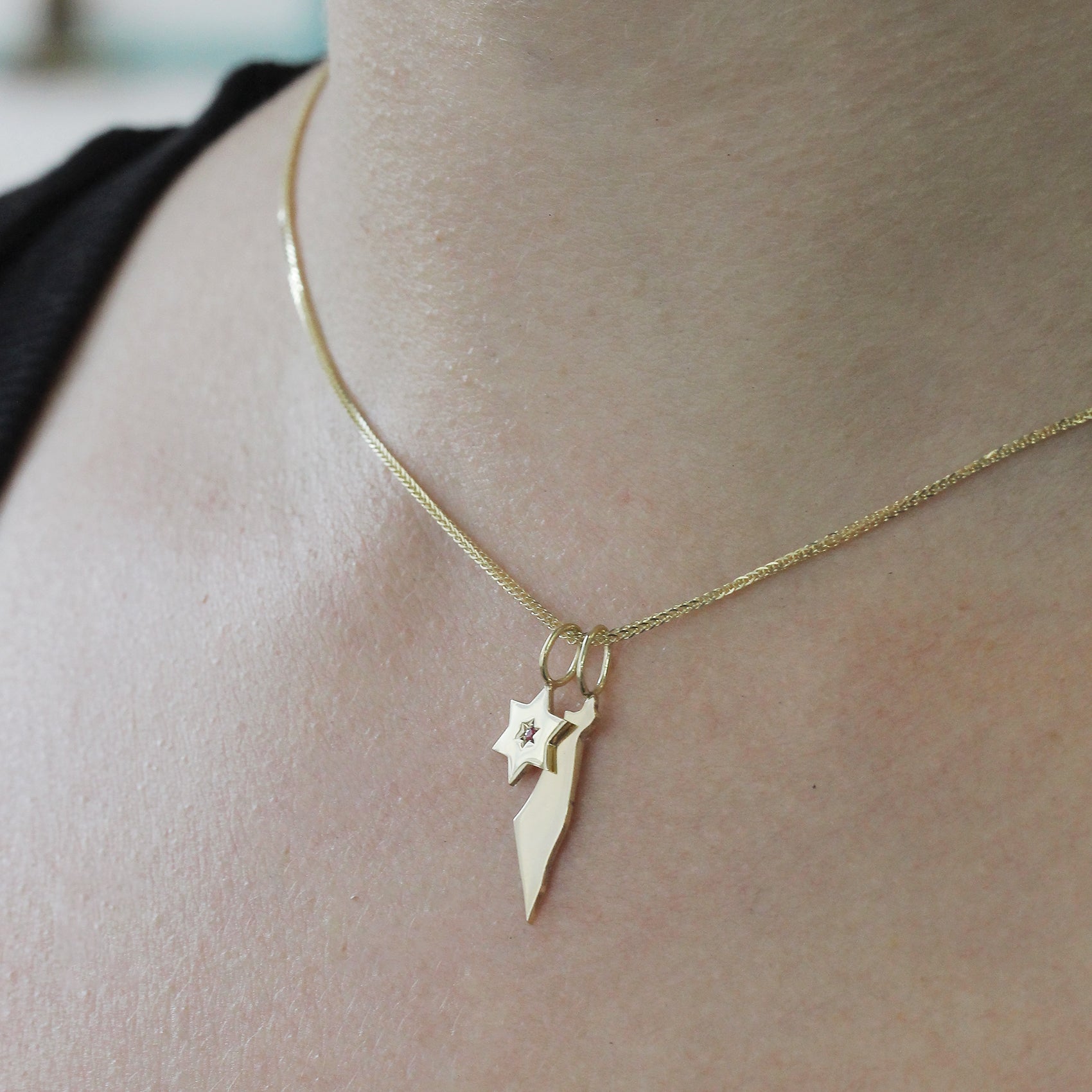Israel map Gold pendant