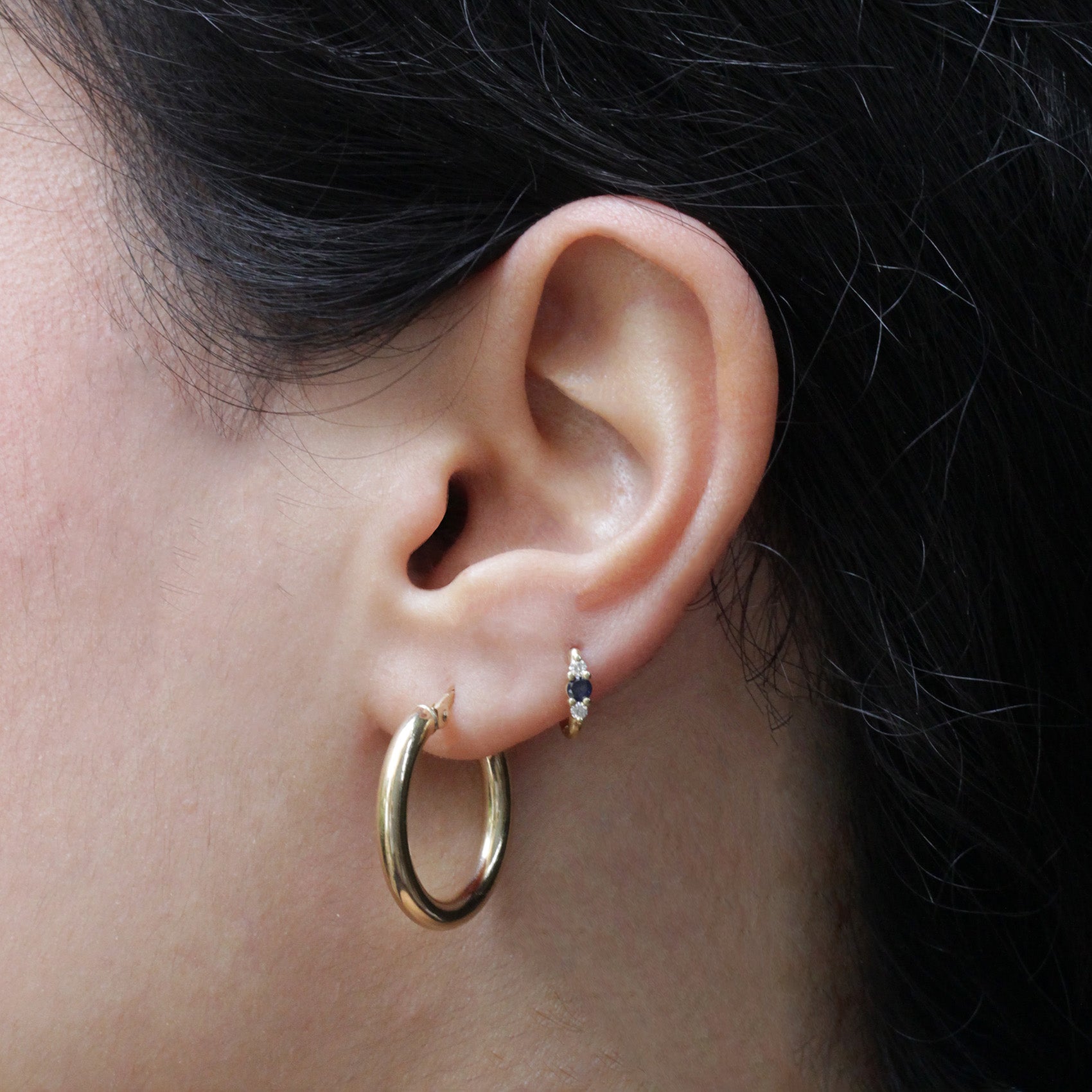 Audrey Mini Hoop With Sapphire And White Diamonds