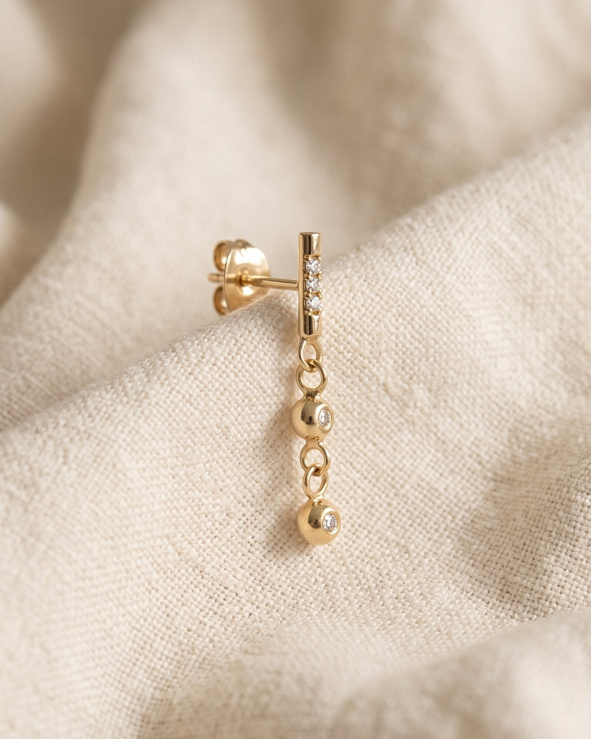 Valerie Earring with Two Balls White Diamonds