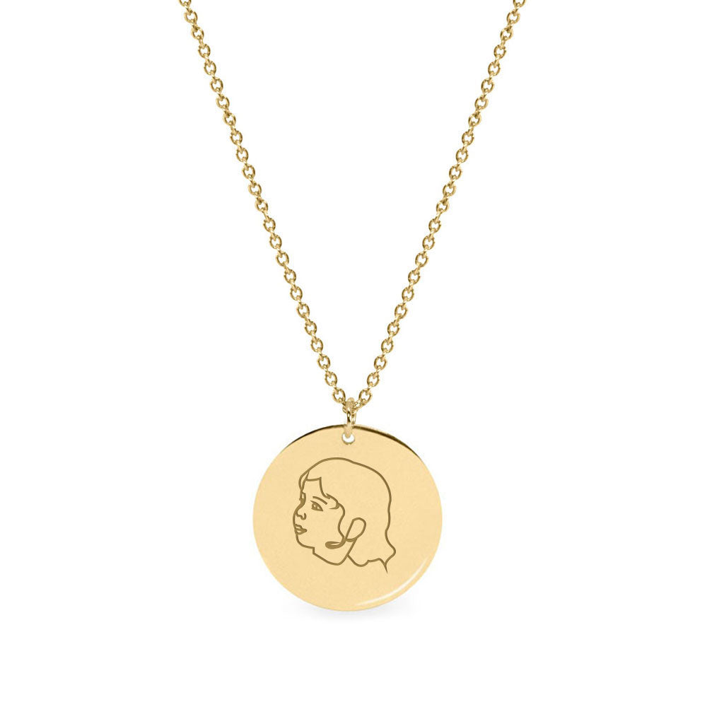 Chiara Gold Necklace Portrait & Name Engraving