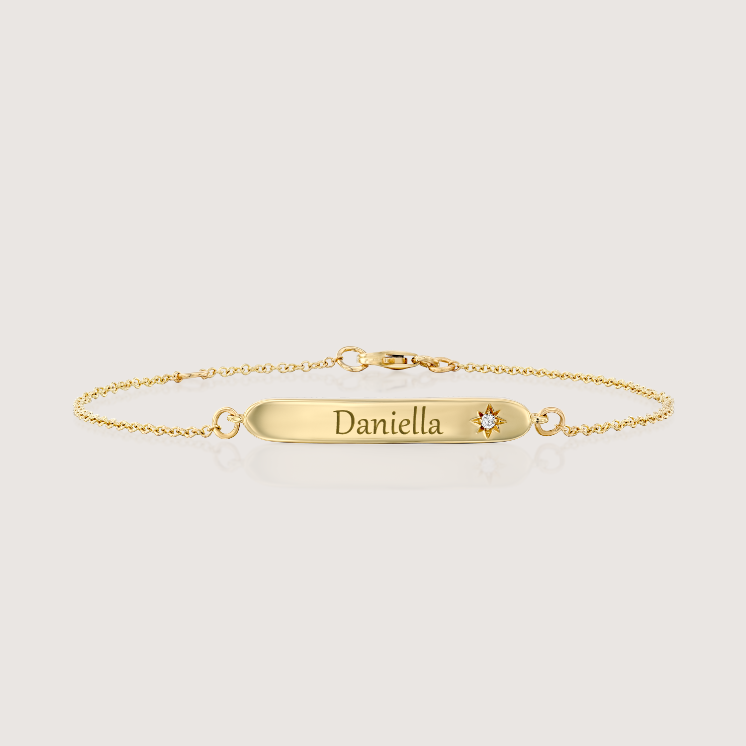 Florence Gold Bracelet With Star setting + Engraved