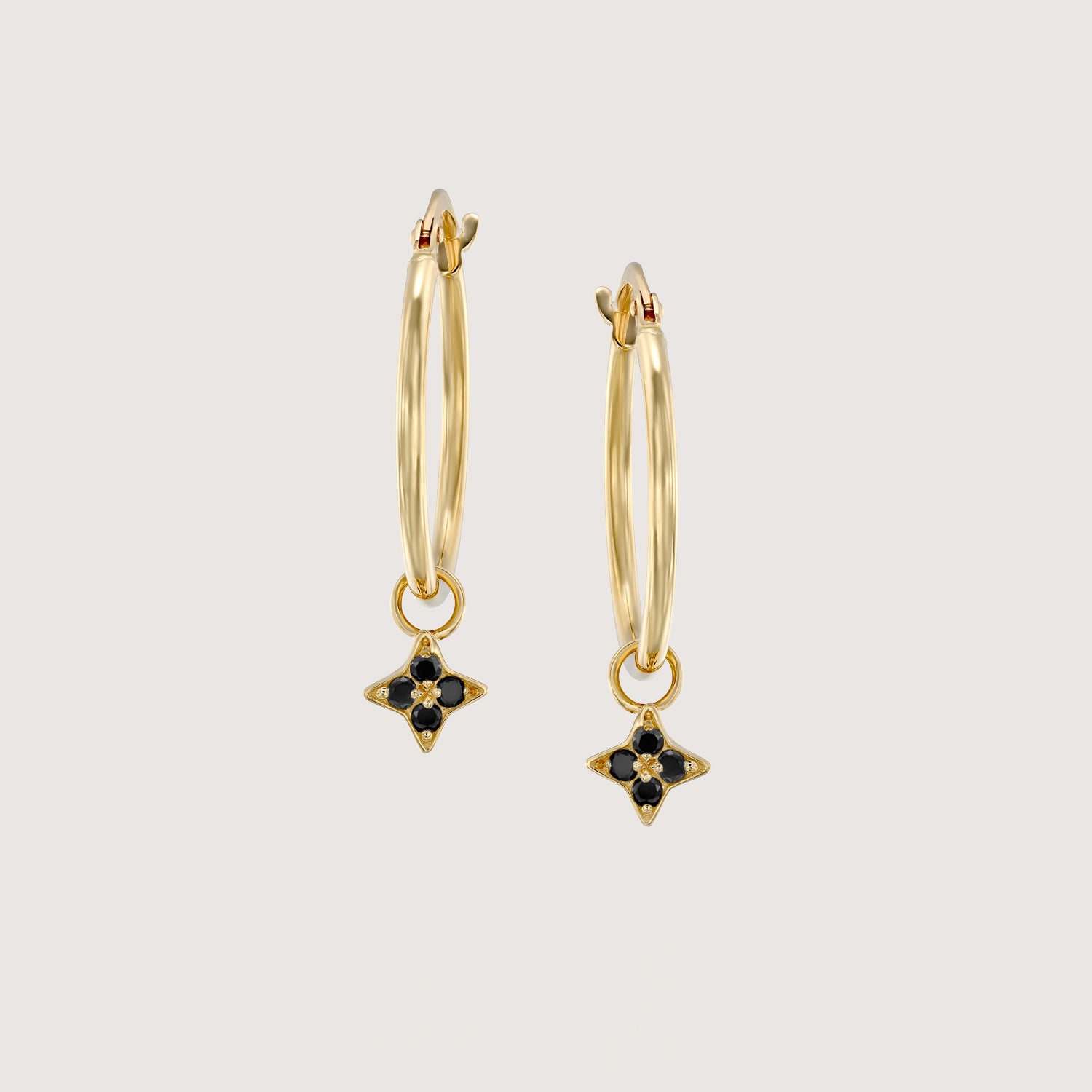 Venus Hoop Earring with Black Diamonds