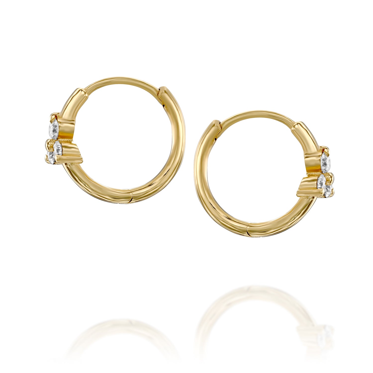 Grace Hoop Gold Earring with White Diamonds