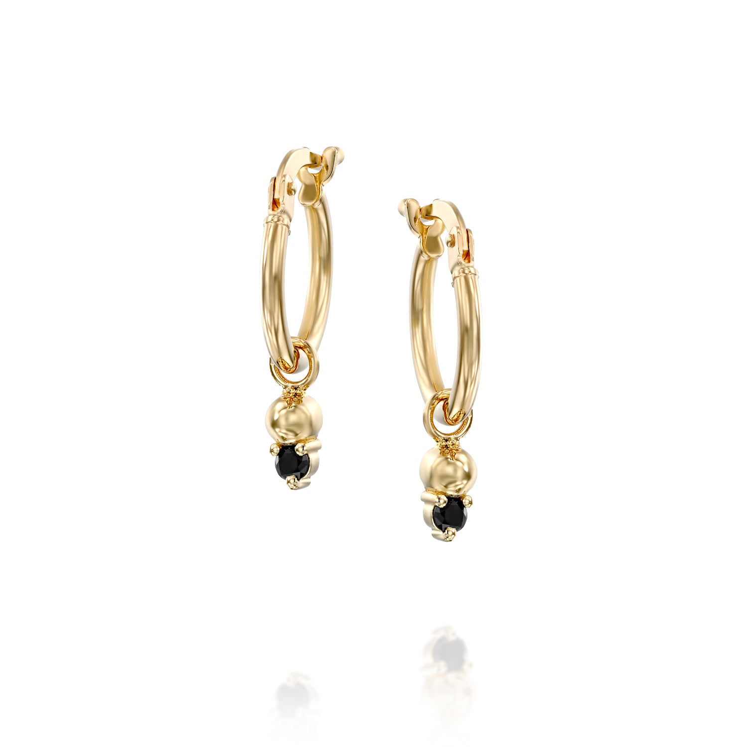 Hoop & Marie gold earring Black diamond