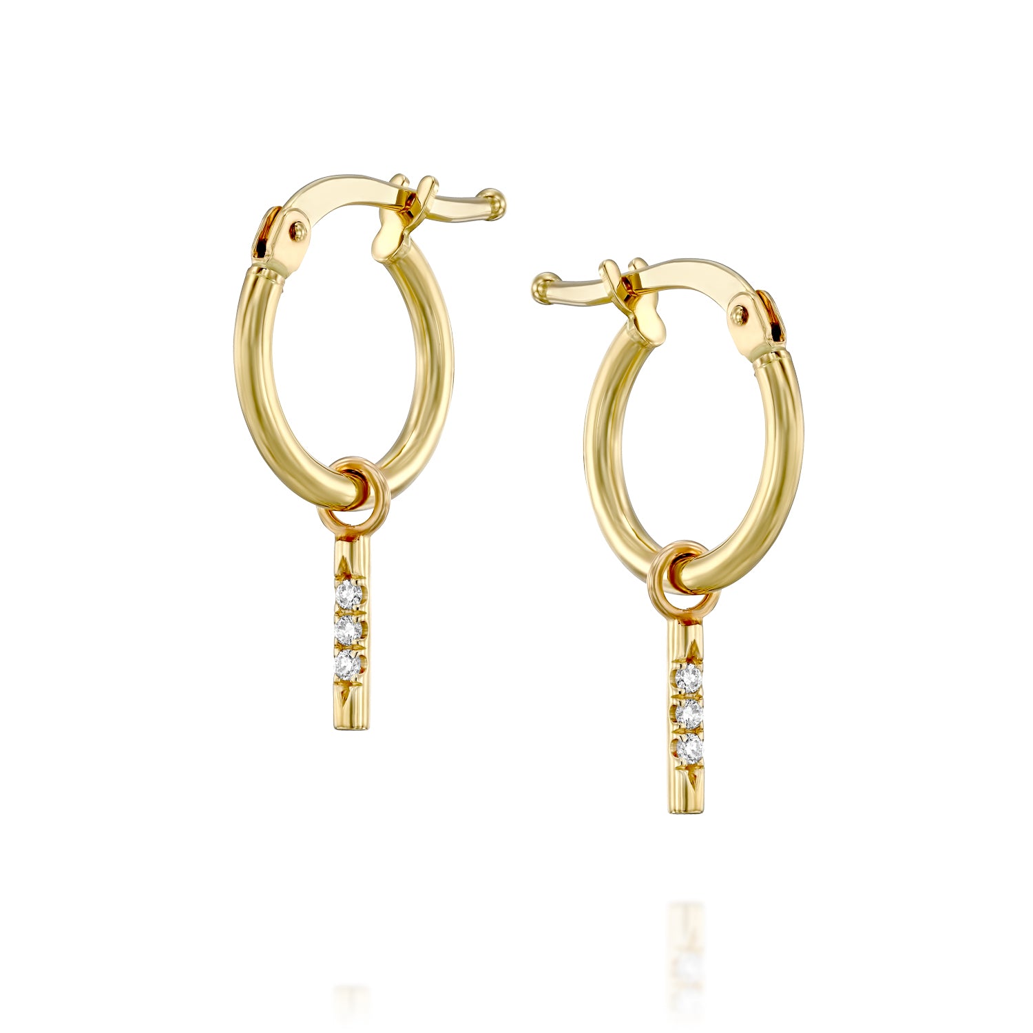 Hoop + Valerie Gold Earring with White Diamonds