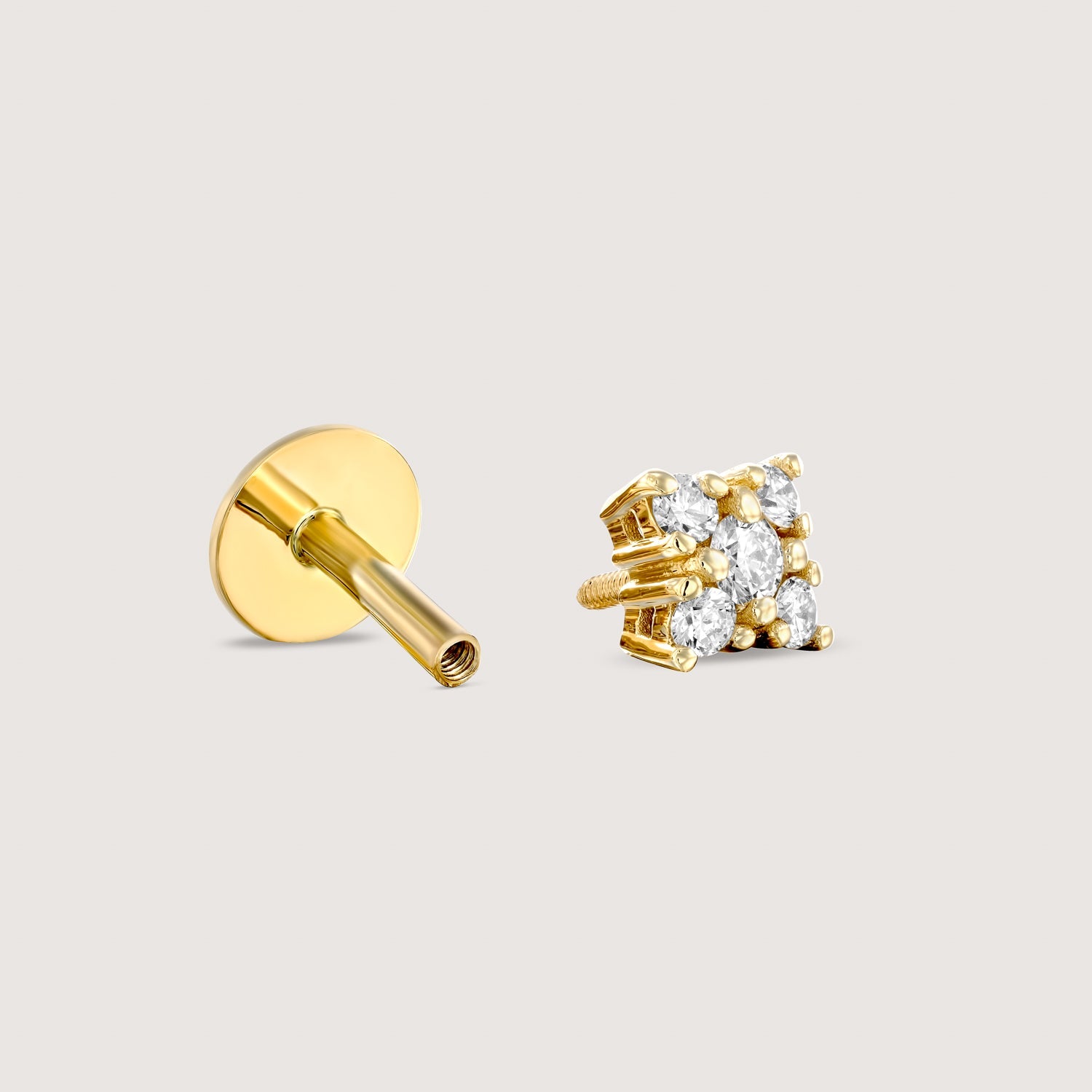 Mini Eliana Piercing Earring With White Diamonds