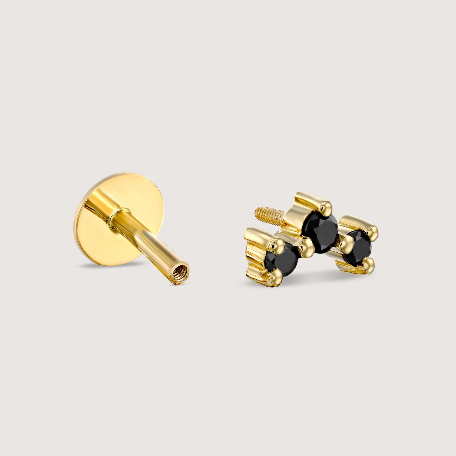 Frida Piercing Earring With Black Diamonds