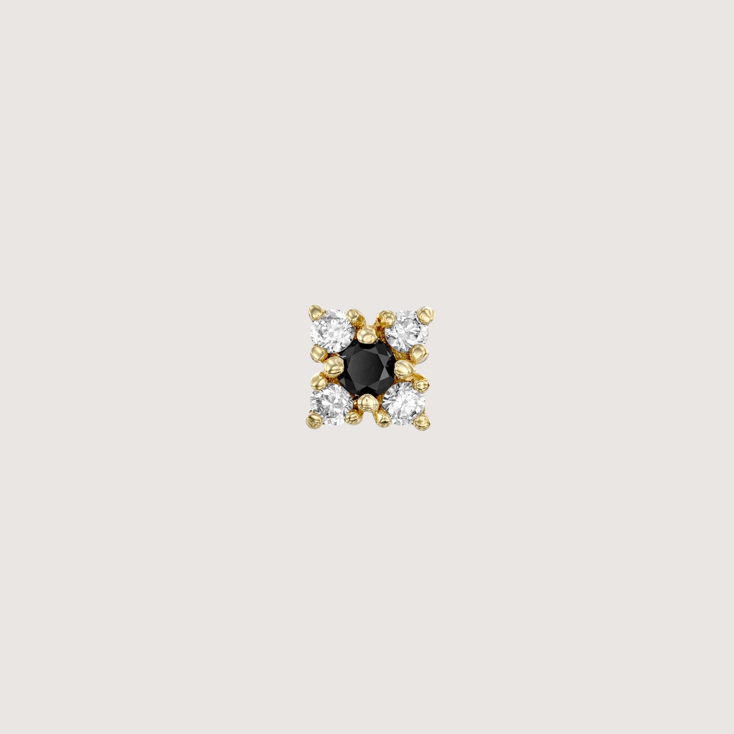 Mini Eliana Piercing Earring With Black and White Diamonds