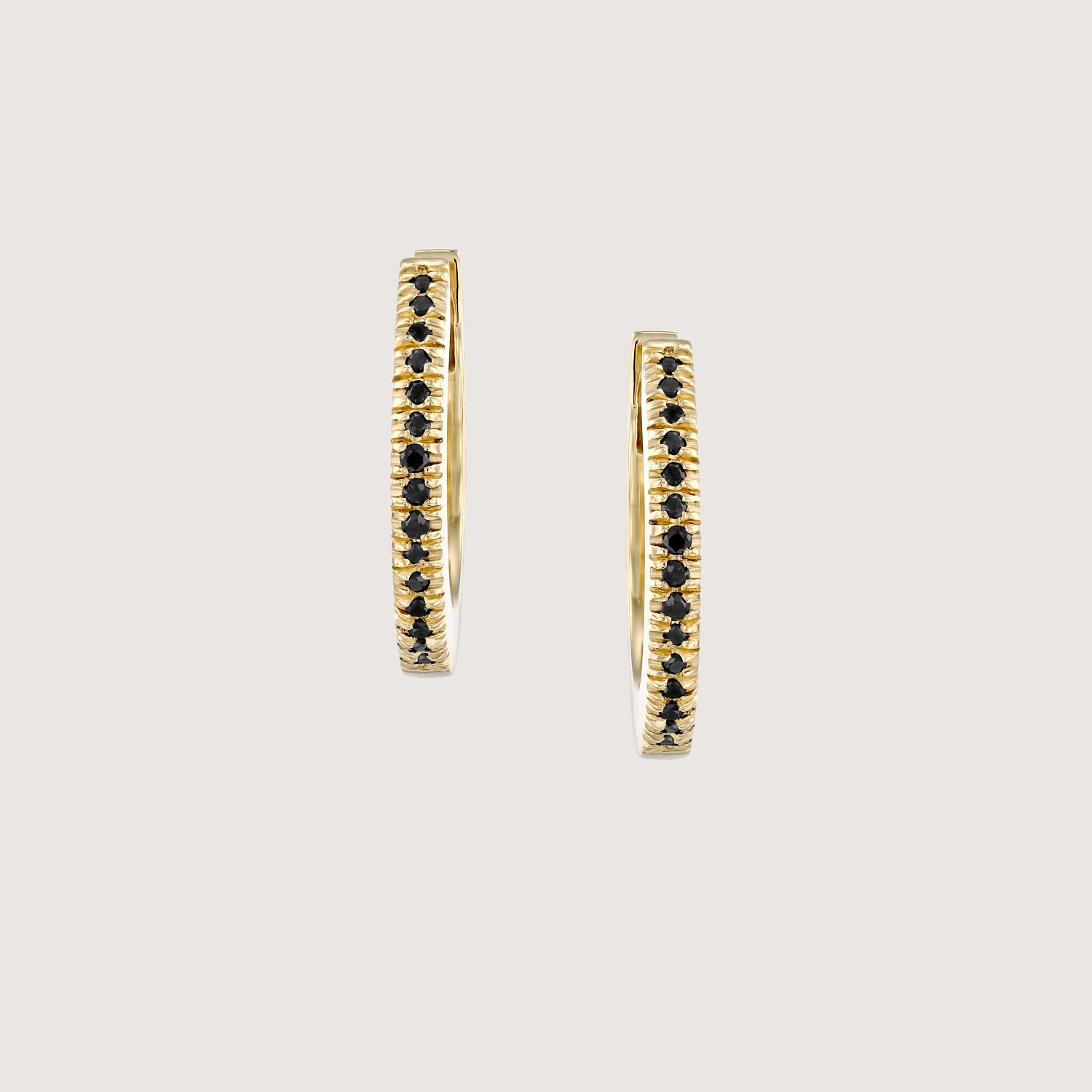 Khloé Large Hoop Gold Earring with Black Diamonds