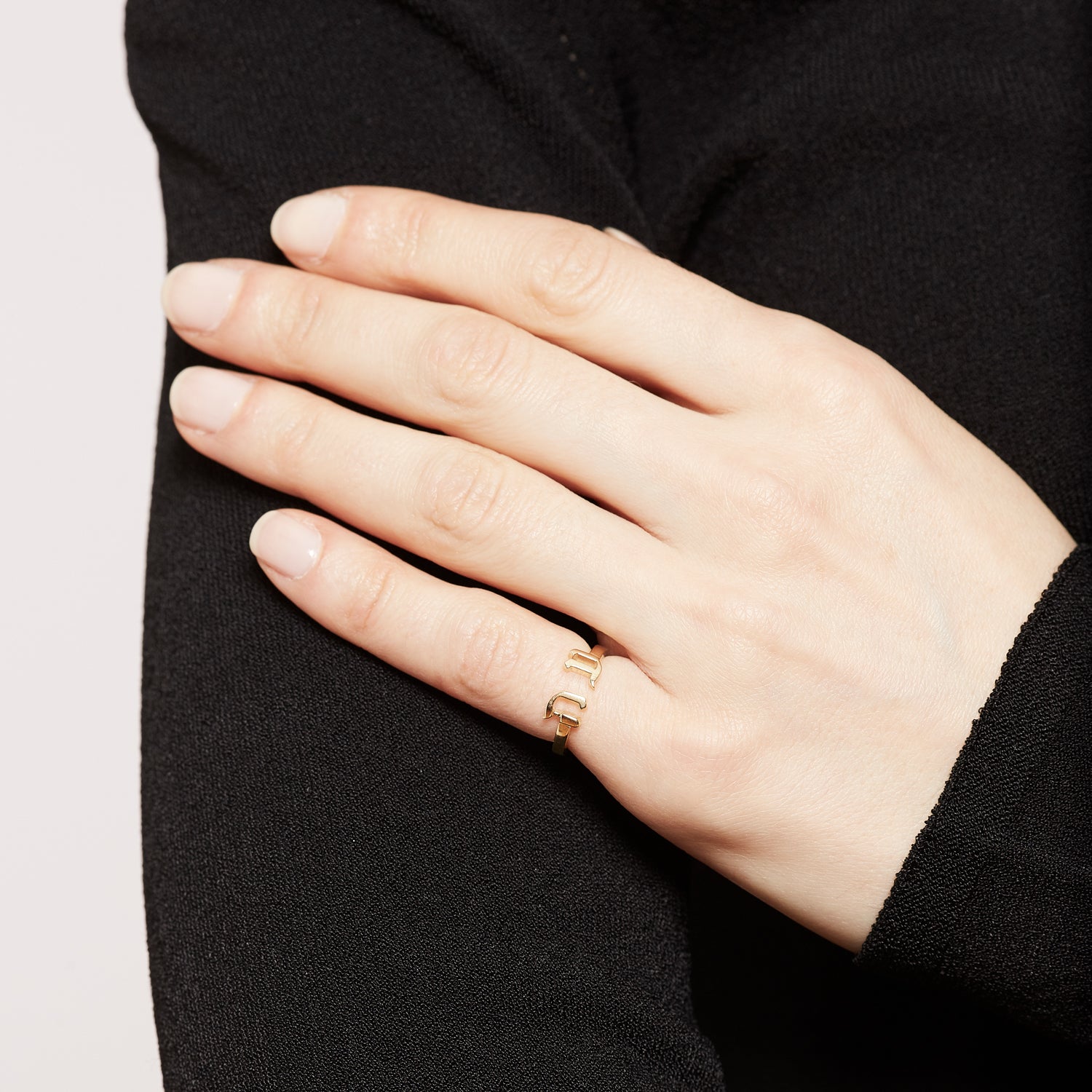 open gold ring hebrew letters