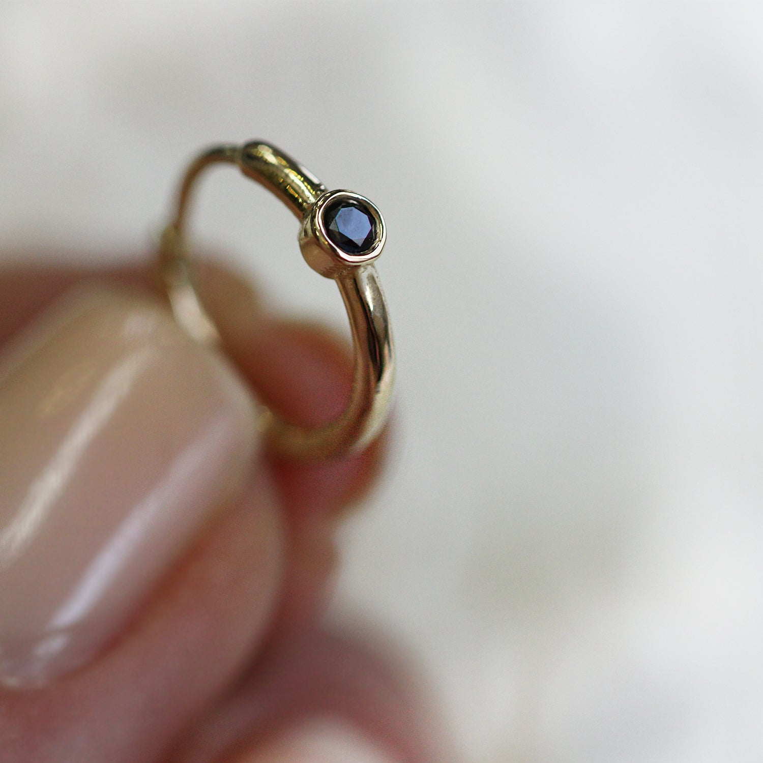 Alexis Hoop Gold Earring with Black Diamond