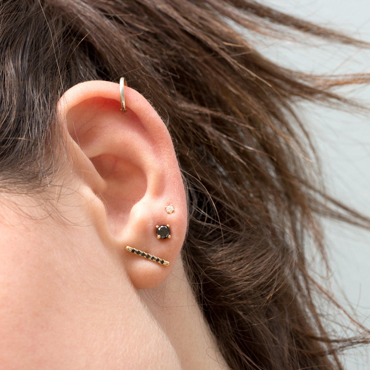 gold bar earrings with diamonds