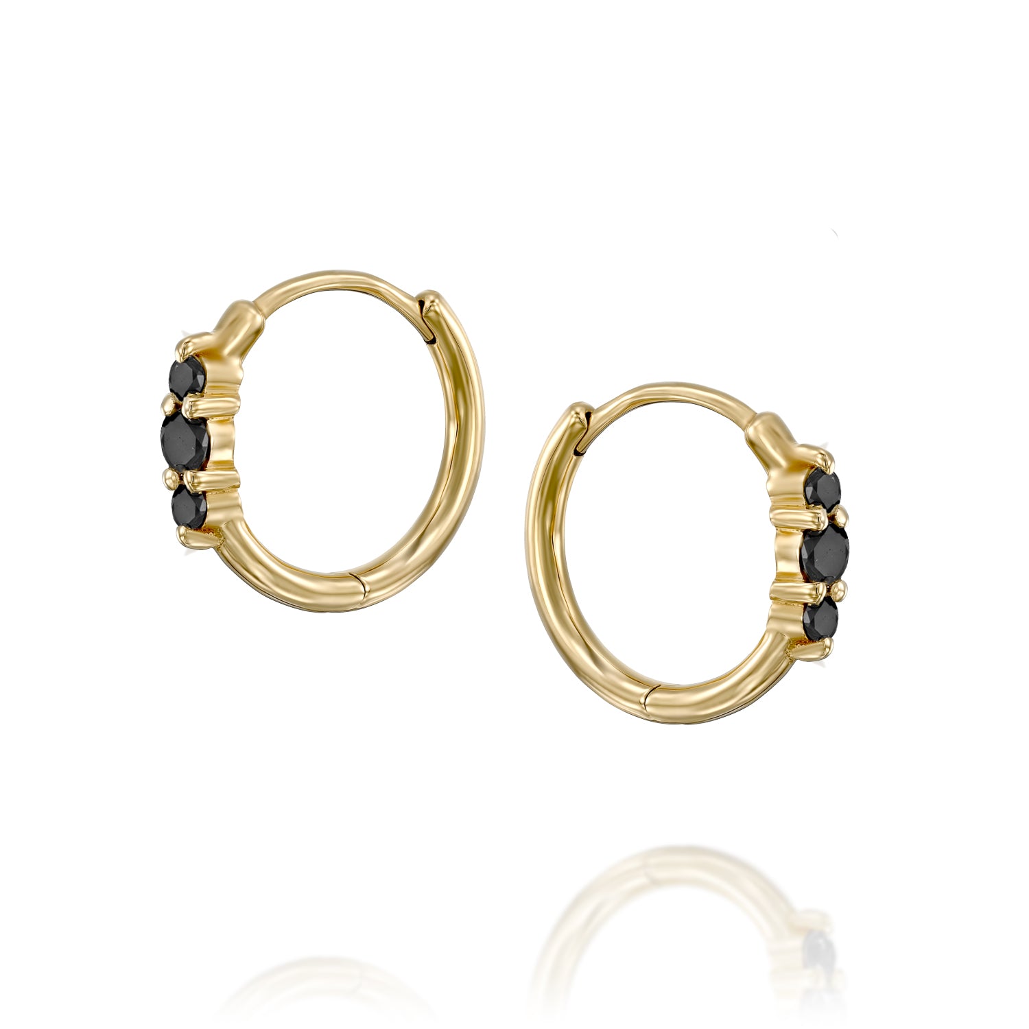 Audrey Hoop Earring with Black Diamonds